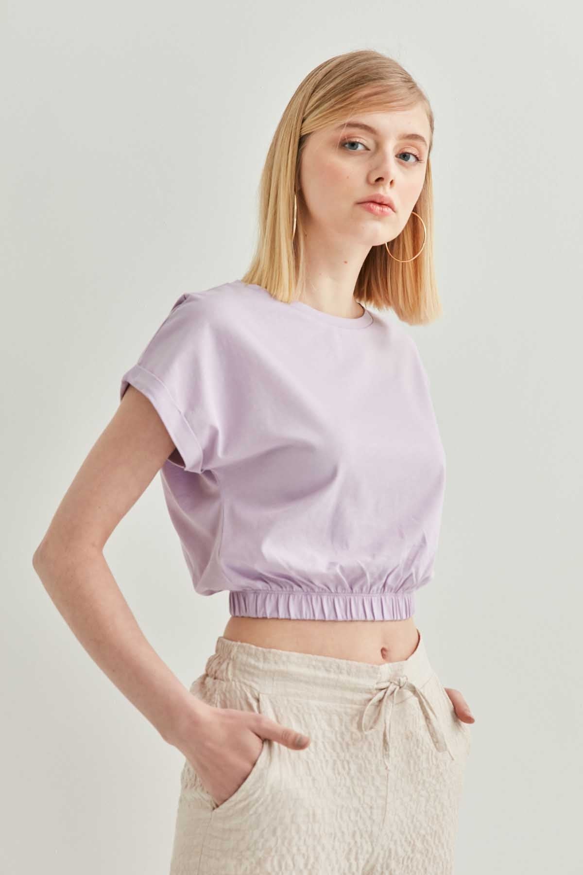 LOW SLEEVE ELASTANE WAIST TOP