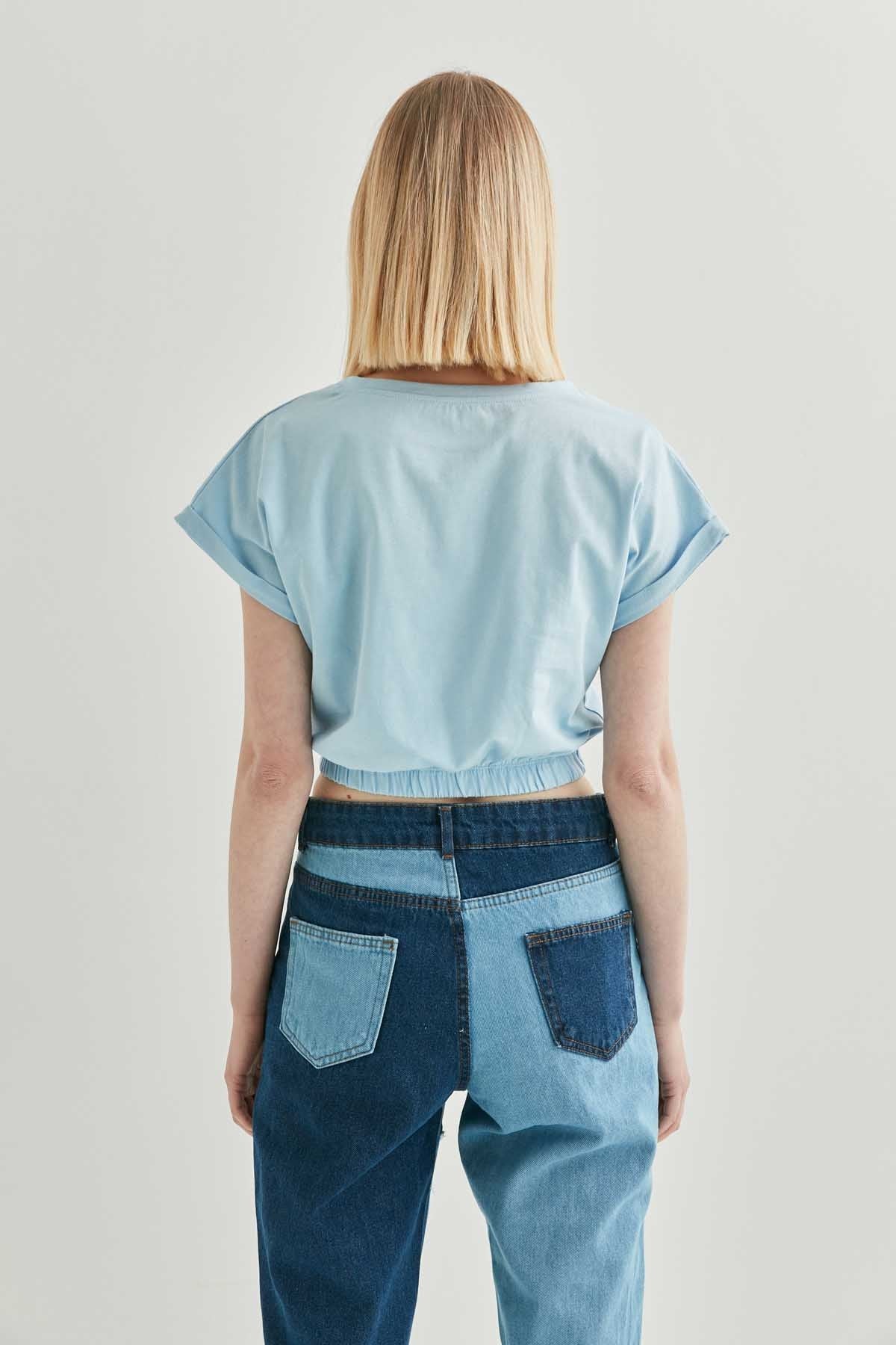 LOW SLEEVE ELASTANE WAIST TOP