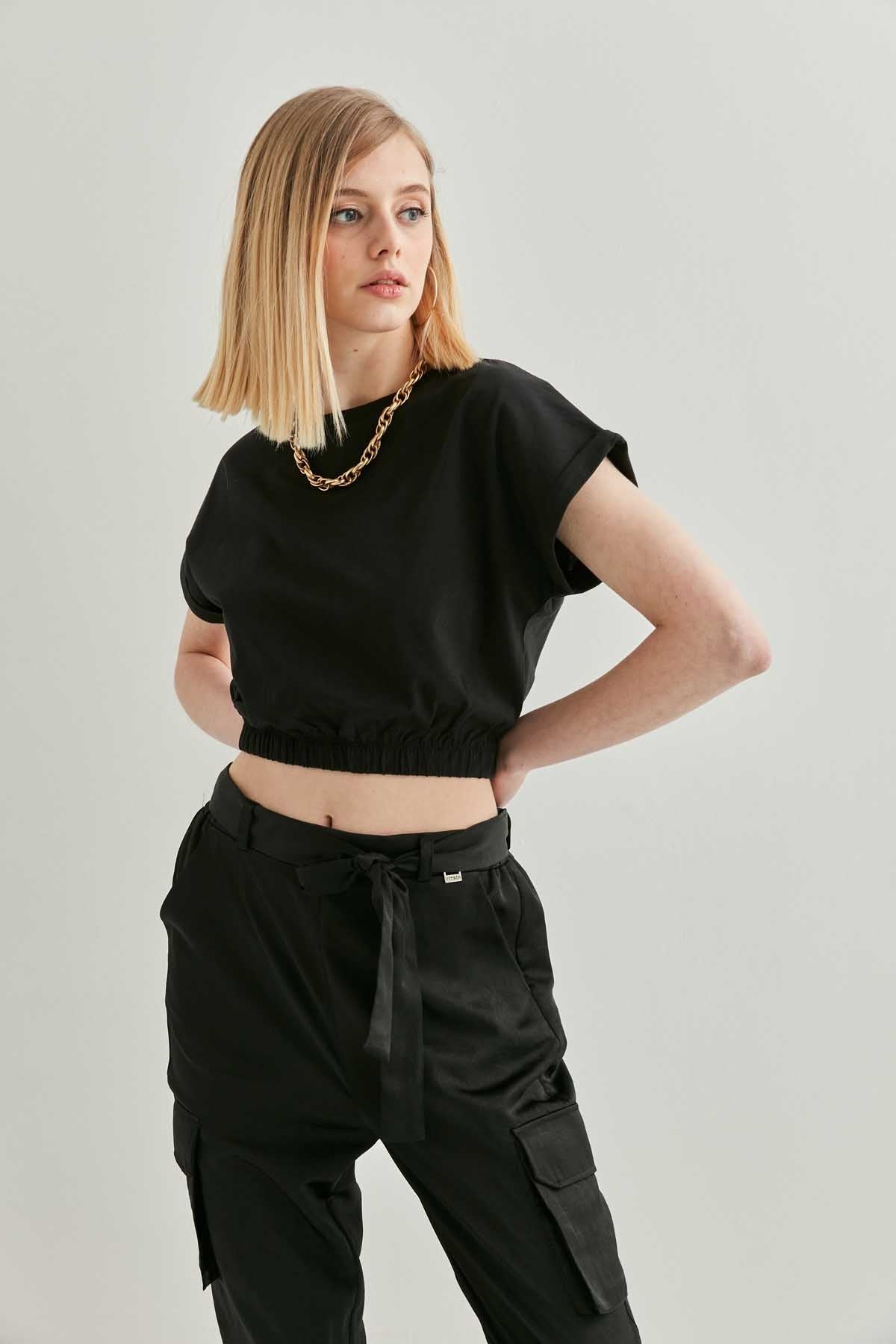LOW SLEEVE ELASTANE WAIST TOP