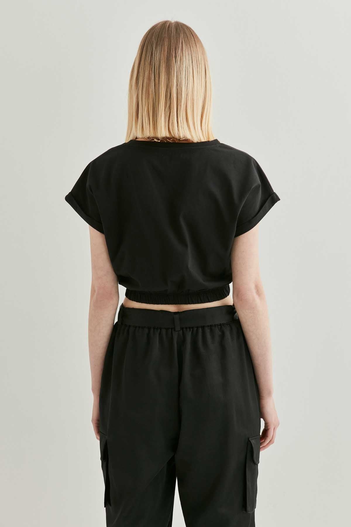 LOW SLEEVE ELASTANE WAIST TOP