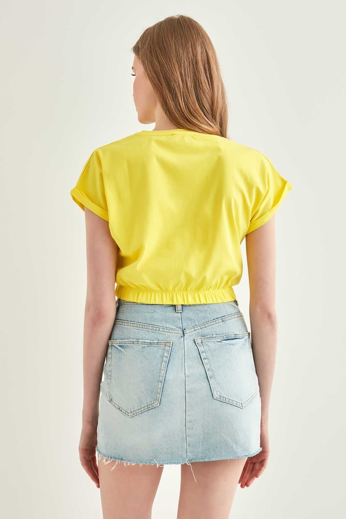 LOW SLEEVE ELASTANE WAIST TOP
