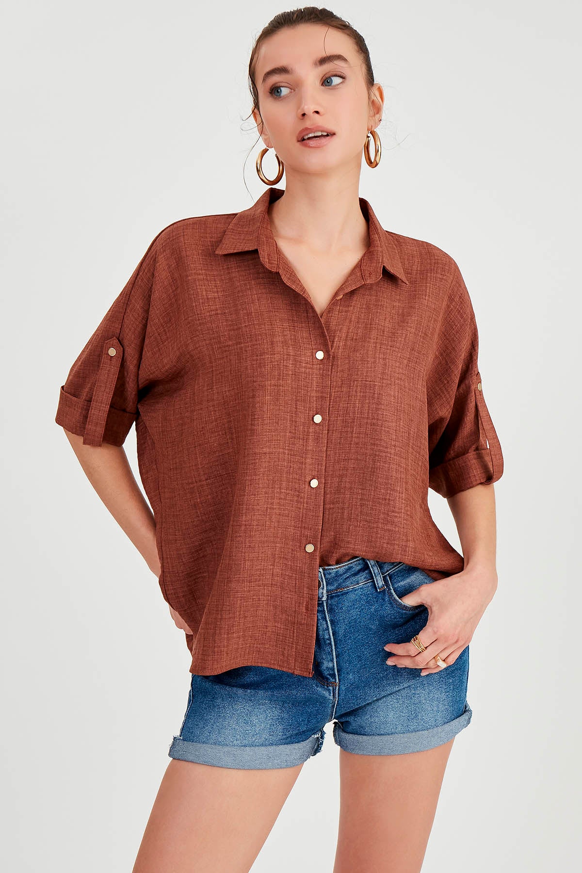 LOW SHOULDER LOOSE SHIRT