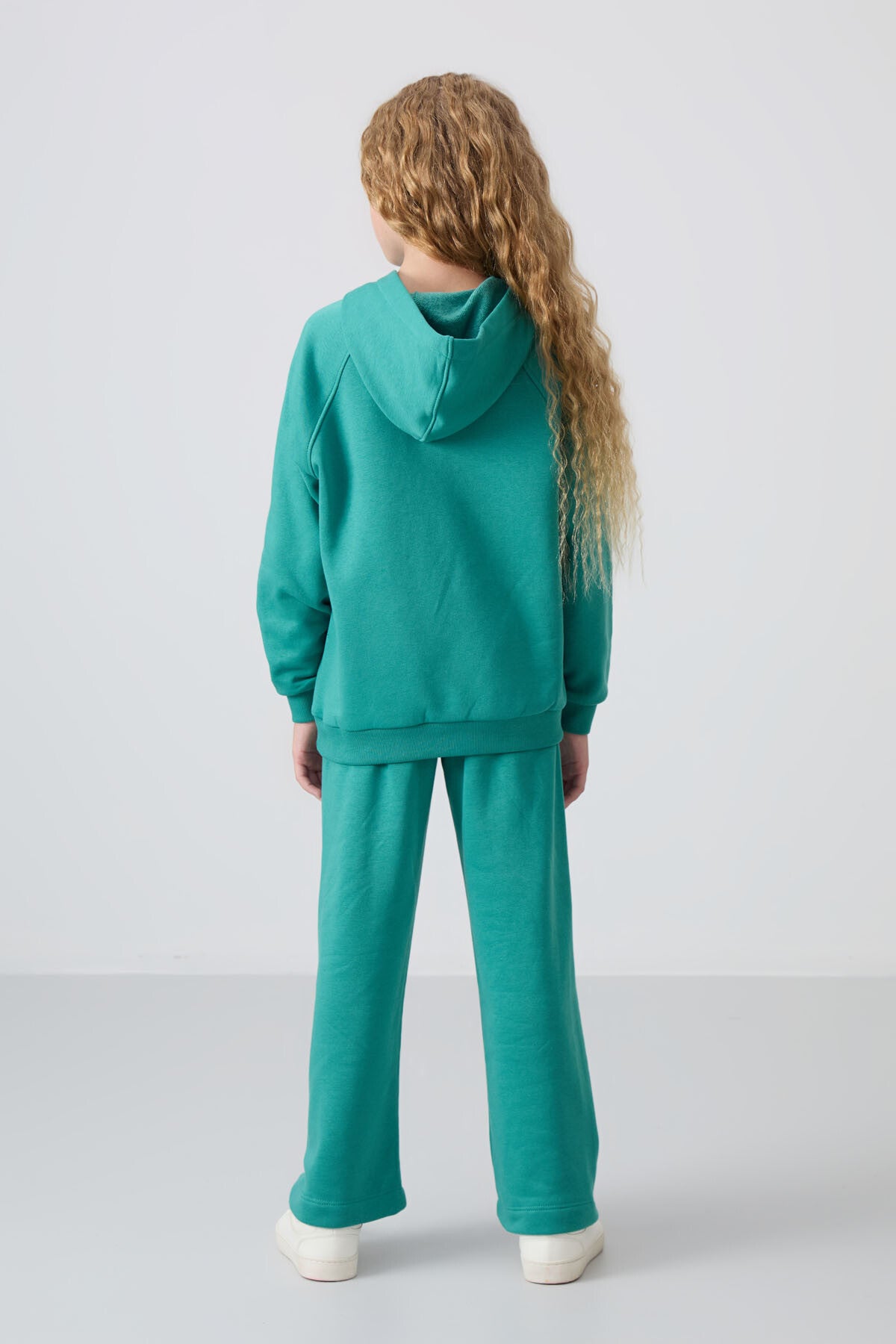 Cotton Fleece-Lined Soft Textured Standard Fit Embroidered Girls' Tracksuit Set - 75162