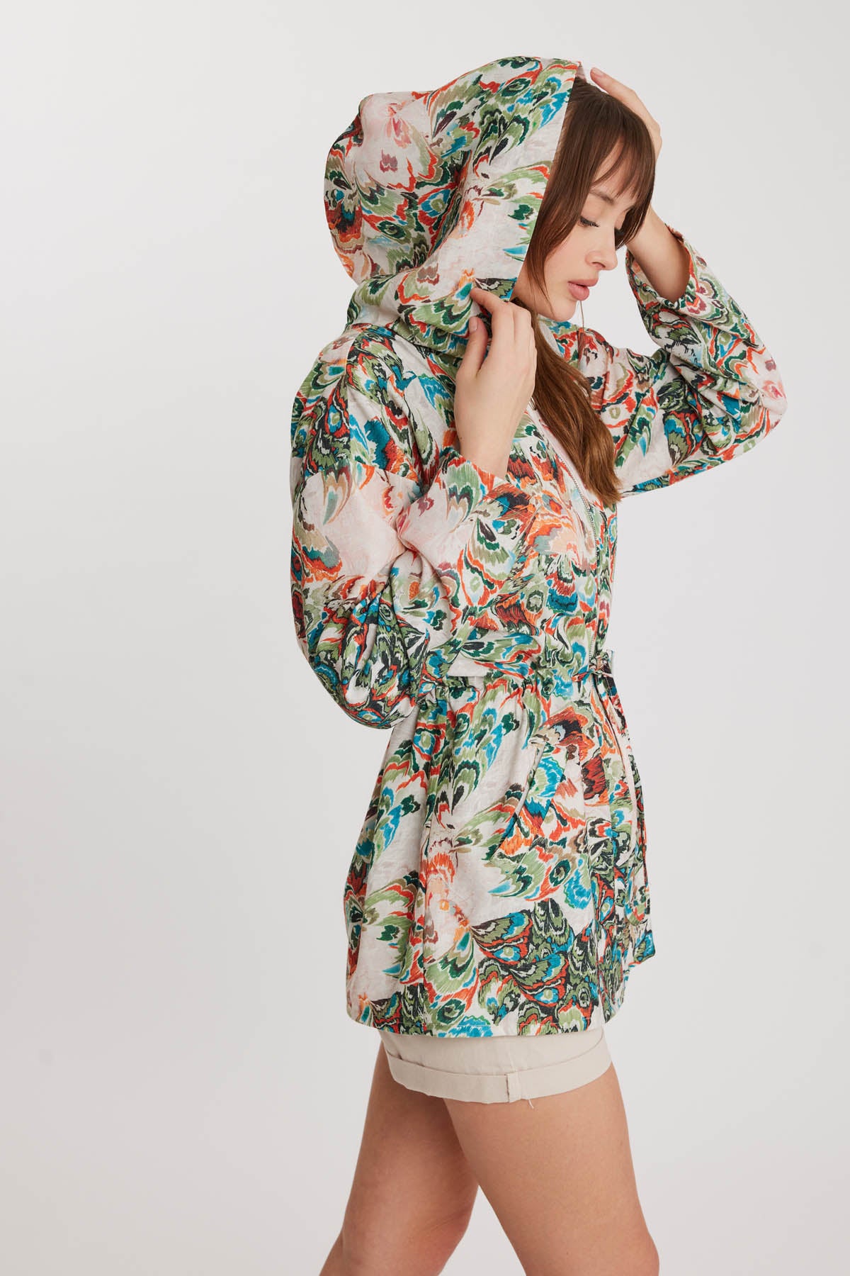 EBRULI PATTERN ROUGH HOODIE JACKET