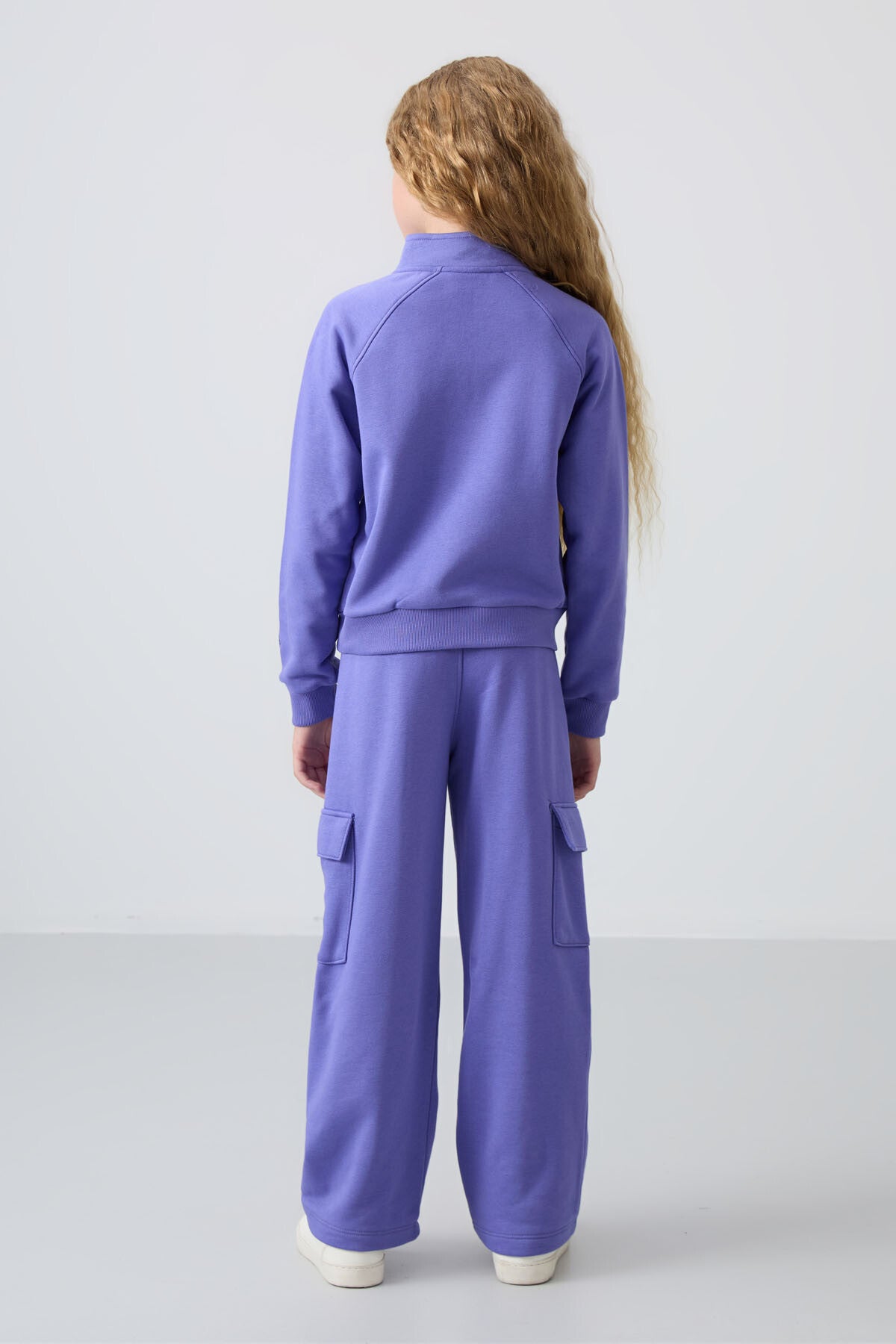 Plush Cotton Fleece-Lined Soft Textured Standard Fit Embroidered Girls' Tracksuit Set - 75159