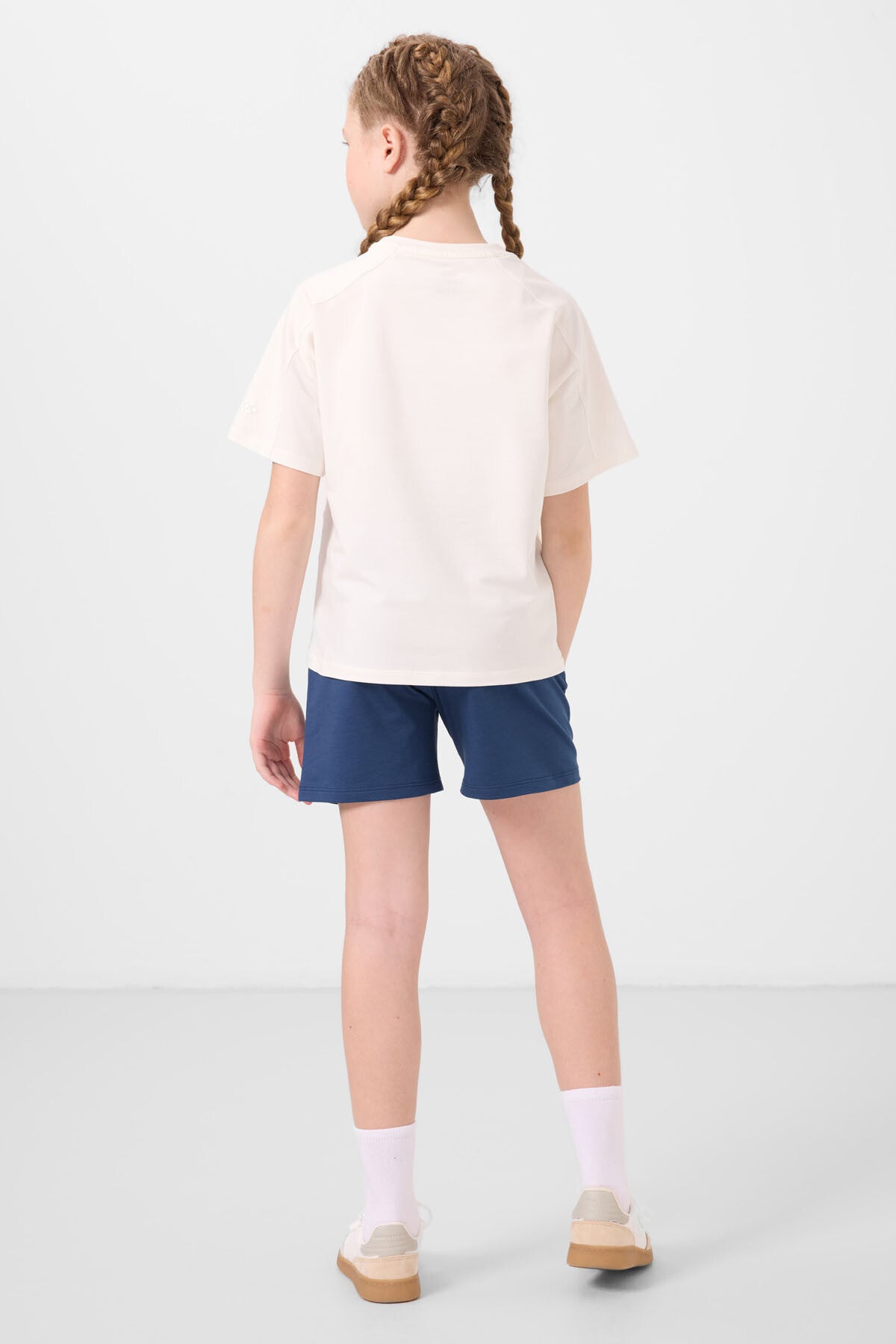 Ekru-Parliament Cotton Soft Woven Standard Fit Basic Girls Shorts Set - 75184