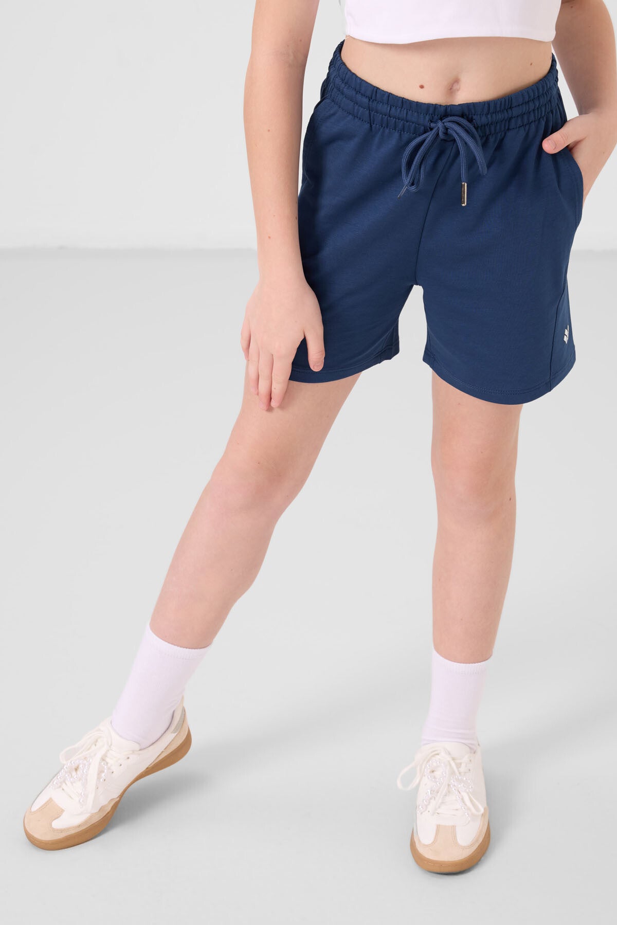 Ekru-Parliament Cotton Soft Woven Standard Fit Basic Girls Shorts Set - 75184