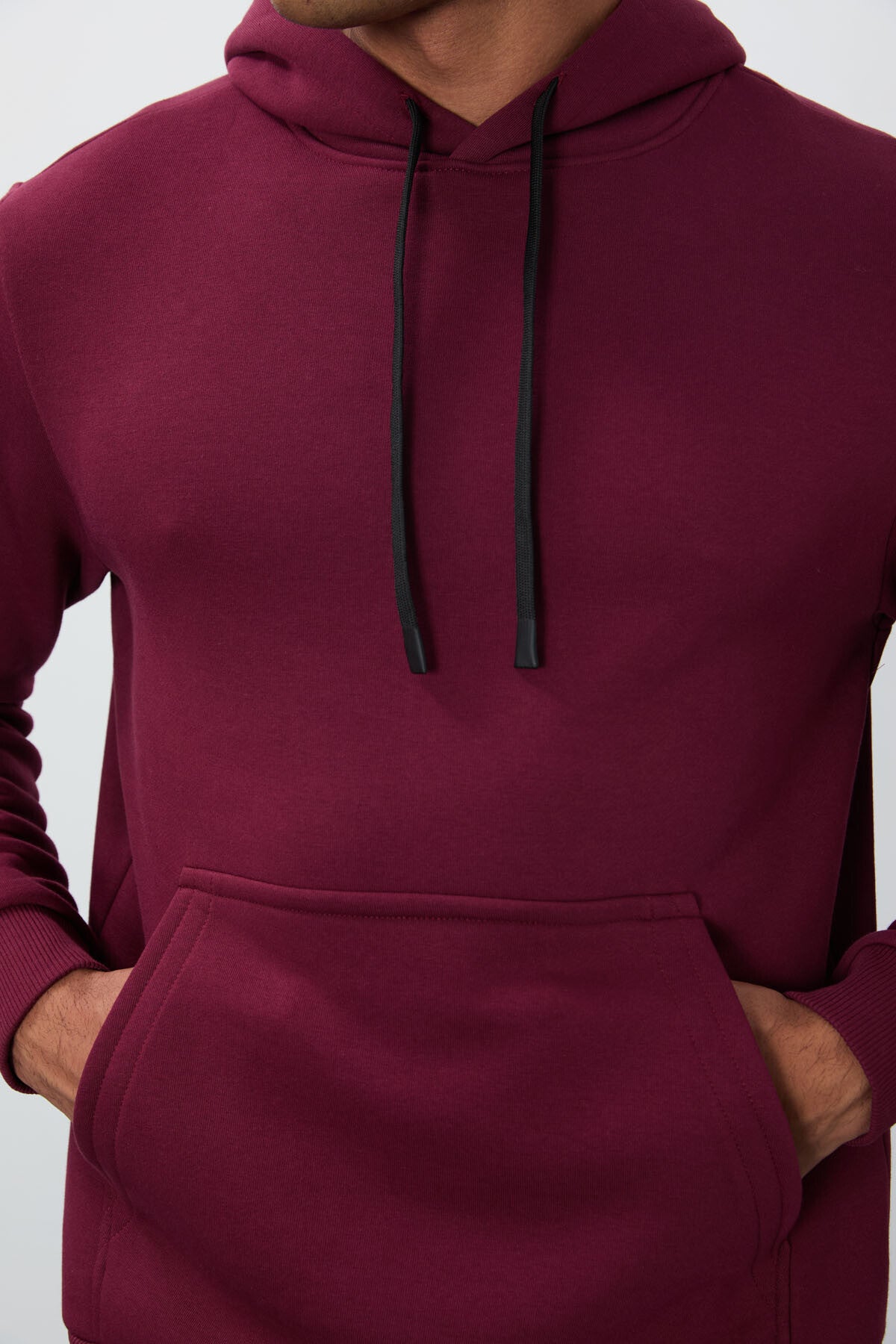 Purple Cotton Thick Fleece-Lined Soft Textured Comfort Fit Embroidered Men's Sweatshirt - 88419
