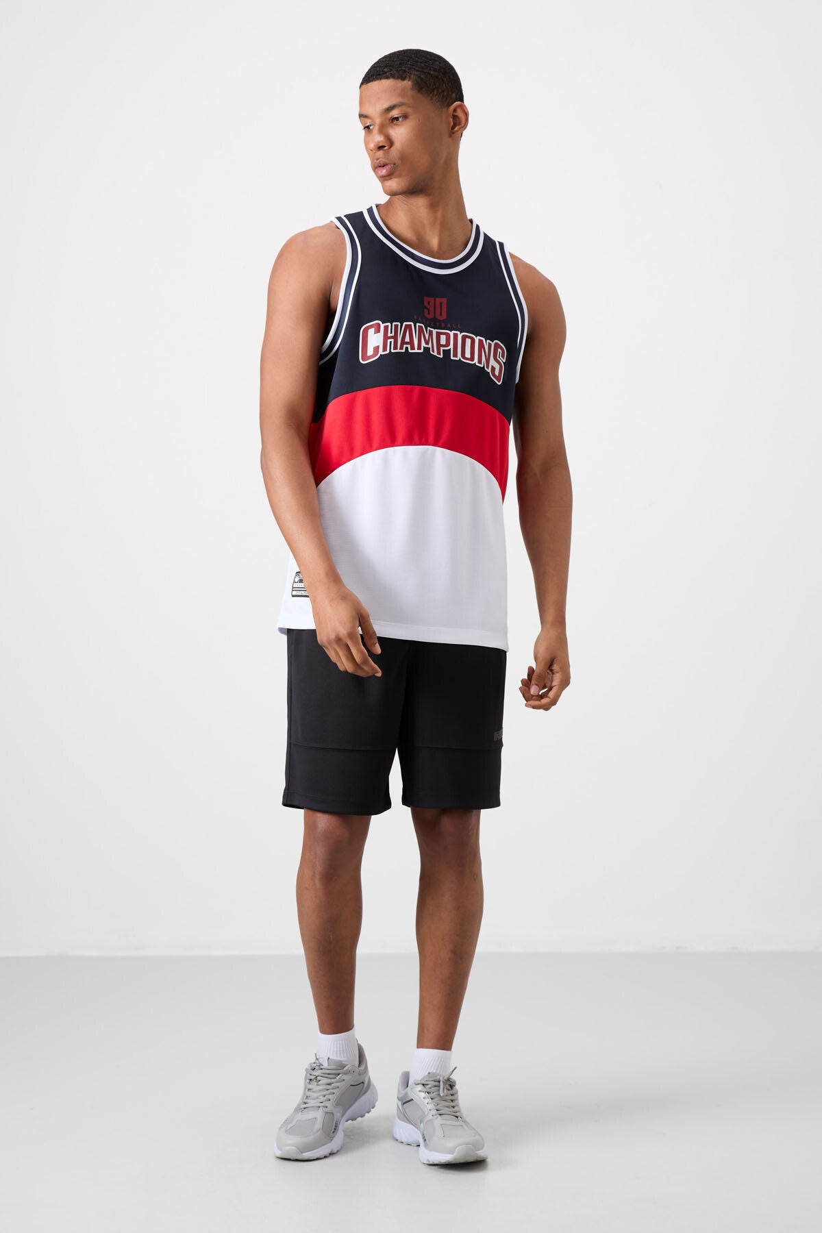 White Polyester Breathable Textured Thin Flexible Standard Fit Men's Basketball Singlet - 88395