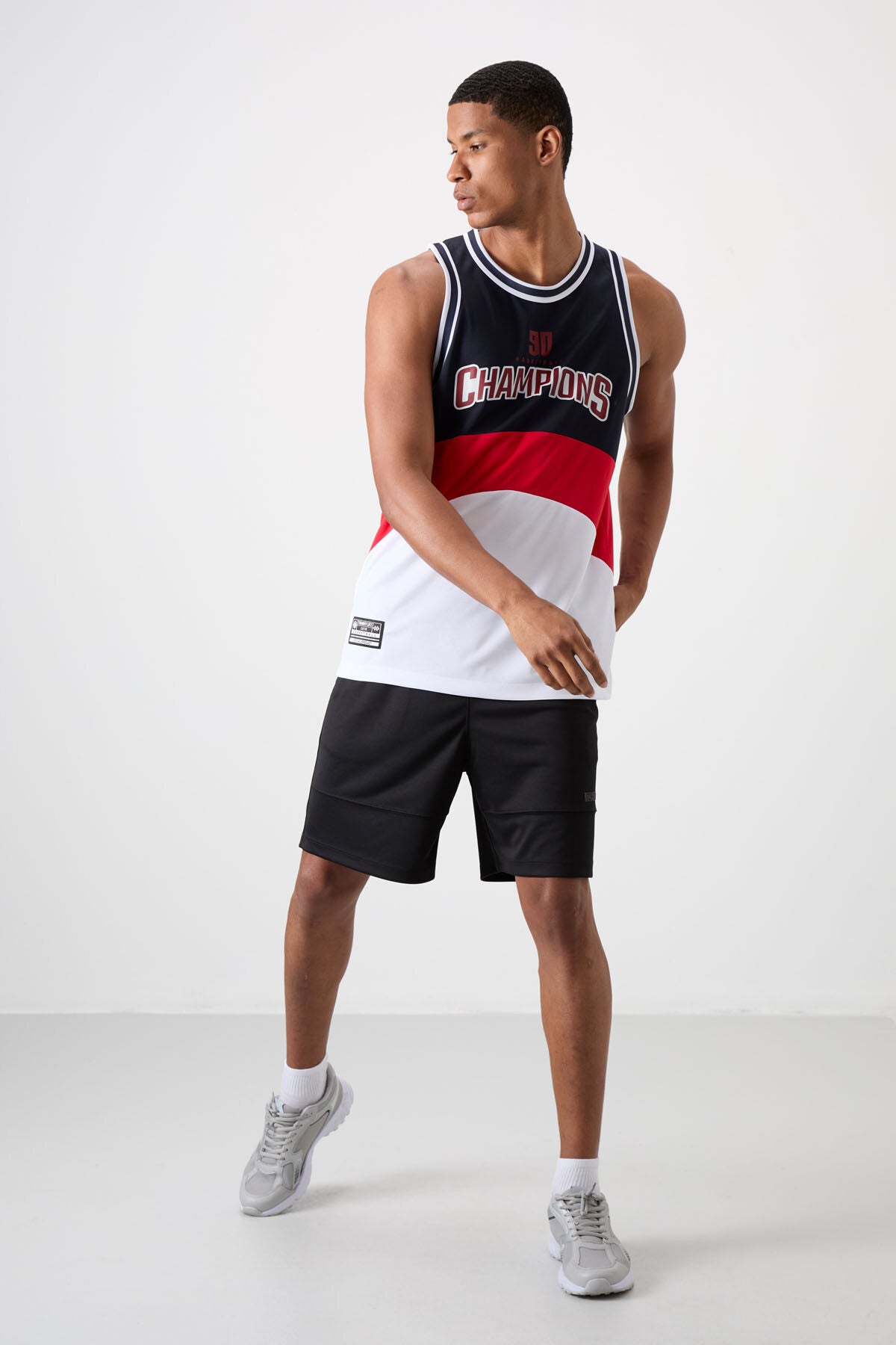 White Polyester Breathable Textured Thin Flexible Standard Fit Men's Basketball Singlet - 88395