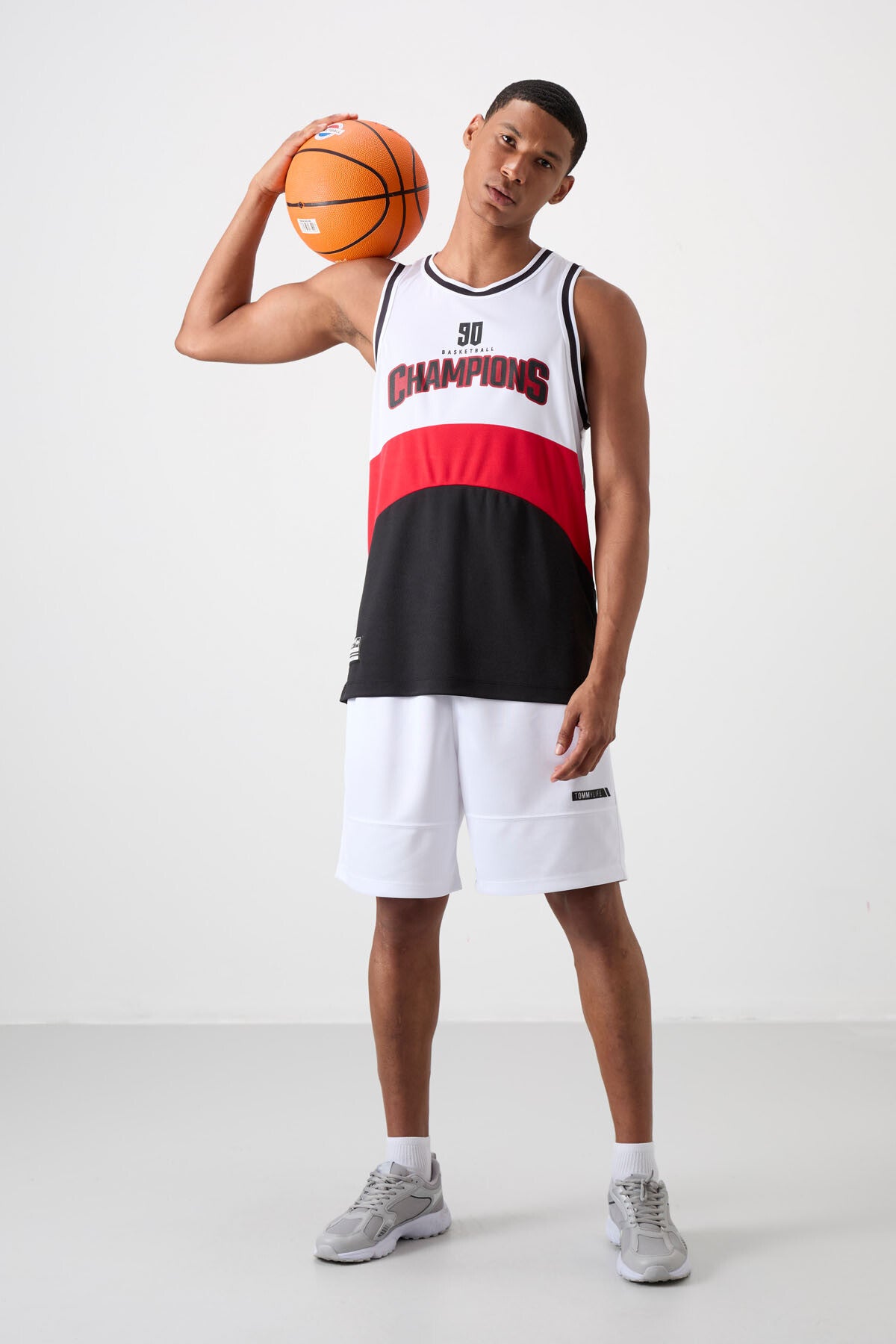 Black Polyester Breathable Textured Thin Flexible Standard Fit Men's Basketball Singlet - 88395
