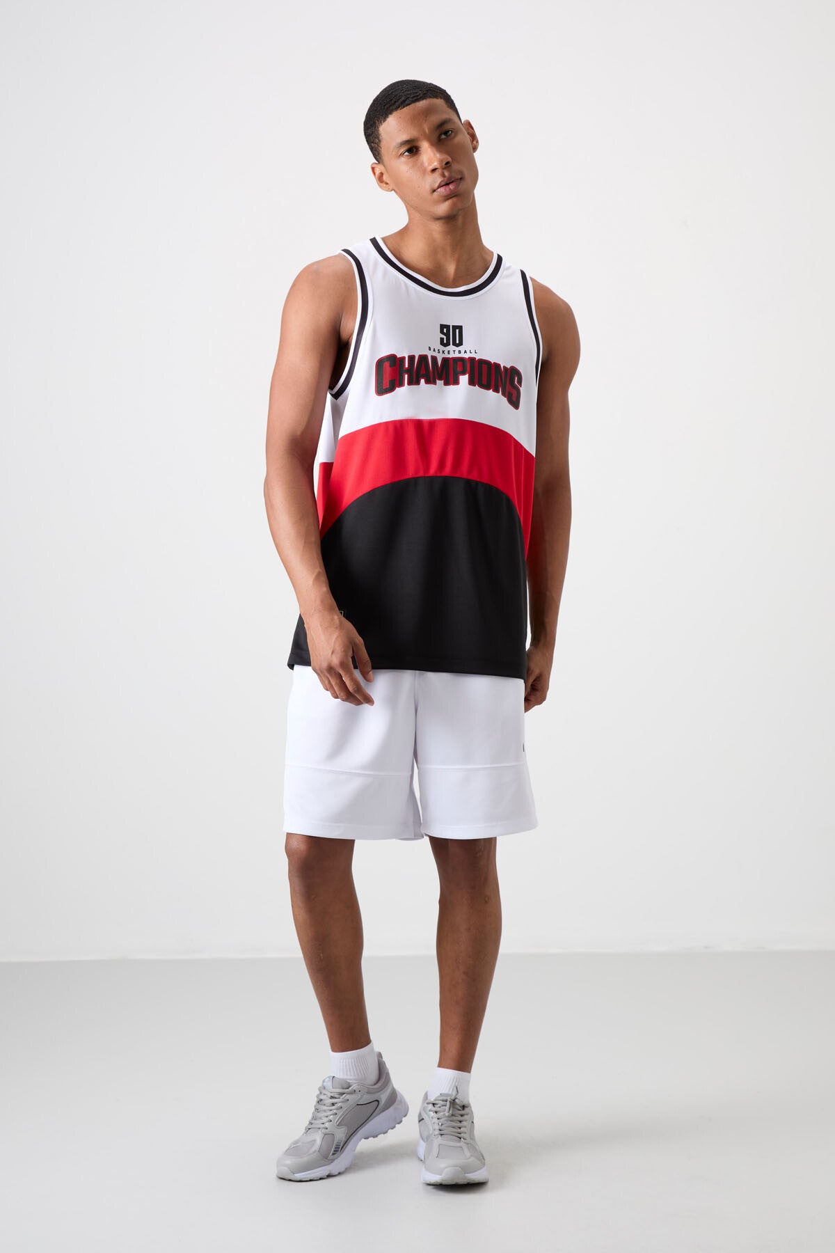Black Polyester Breathable Textured Thin Flexible Standard Fit Men's Basketball Singlet - 88395