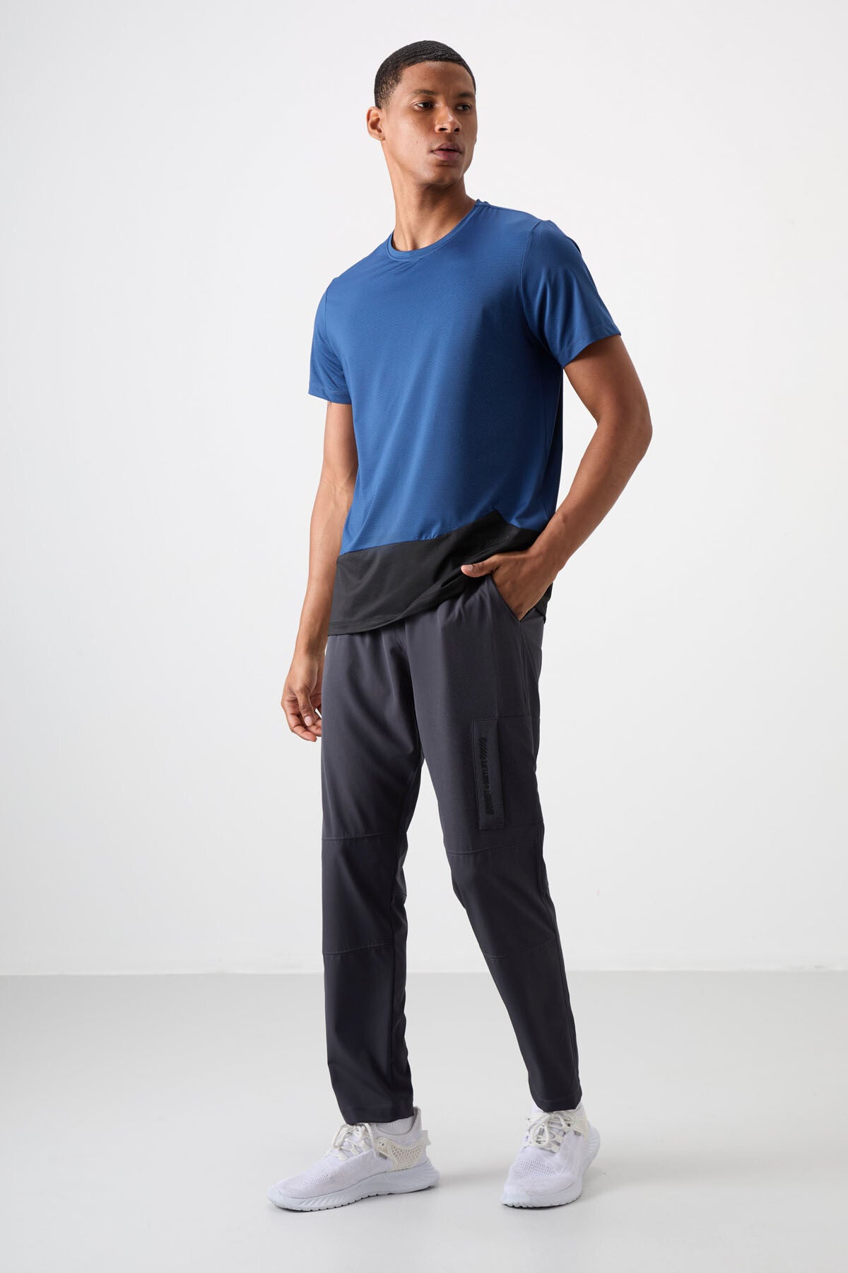 Anthracite Polyester Thin Soft Comfort Fit Men's Tracksuit Bottom - 82120