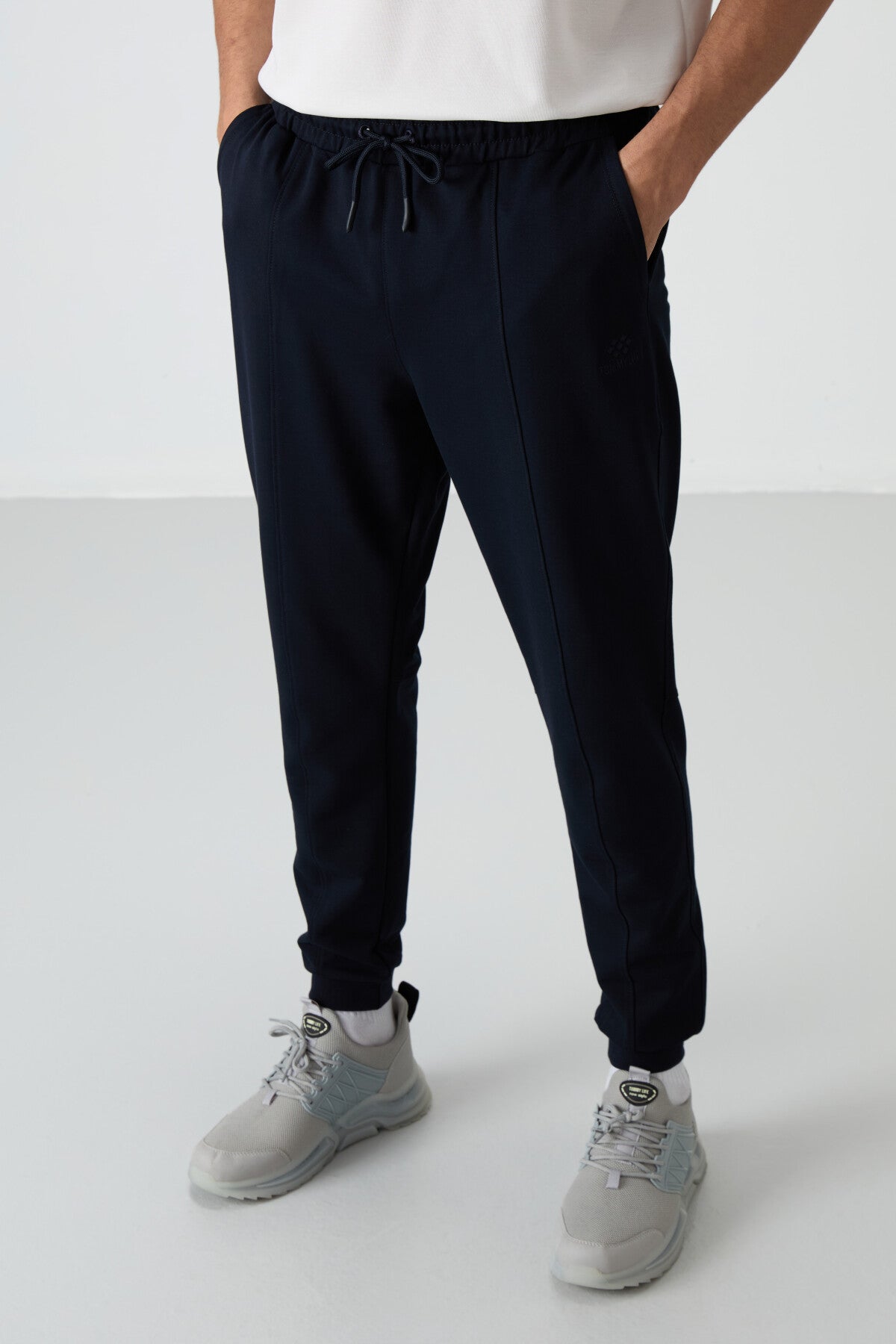 Navy Blue Cotton Soft Textured Comfort Fit Embroidered Men's Jogger - 82123