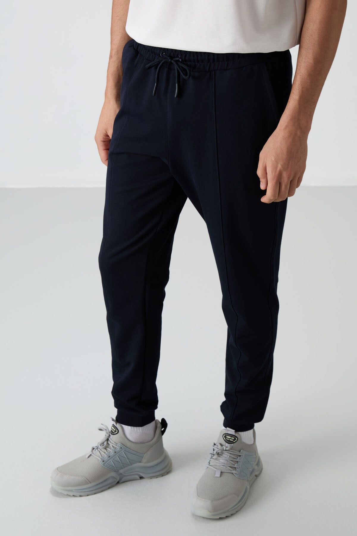 Navy Blue Cotton Soft Textured Comfort Fit Embroidered Men's Jogger - 82123