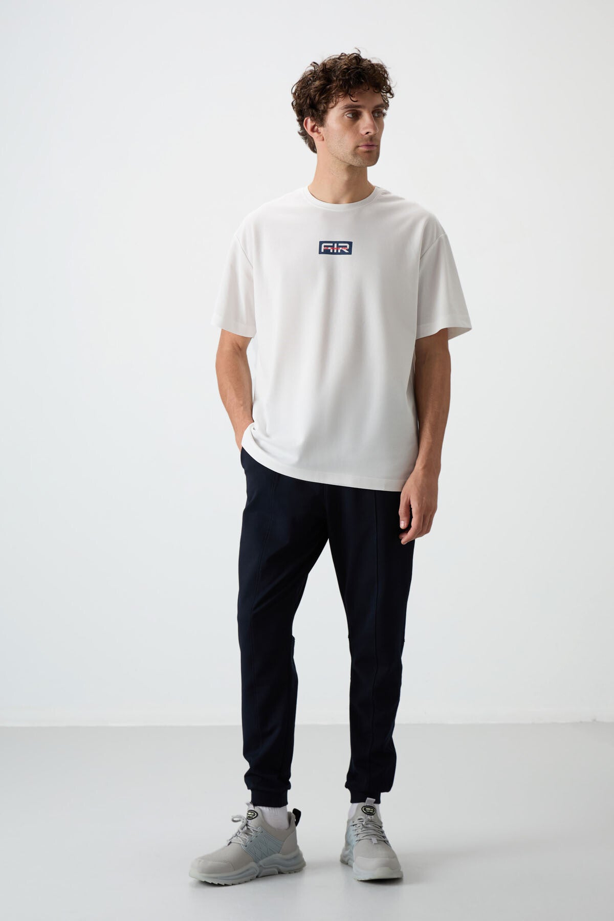 Navy Blue Cotton Soft Textured Comfort Fit Embroidered Men's Jogger - 82123