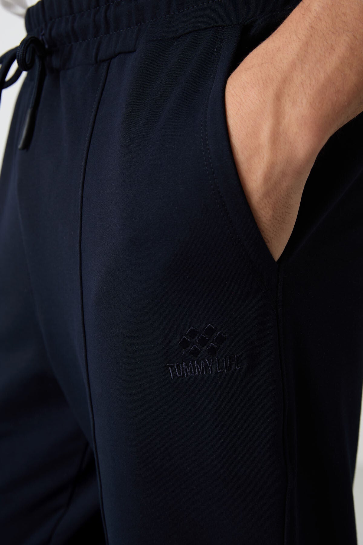Navy Blue Cotton Soft Textured Comfort Fit Embroidered Men's Jogger - 82123