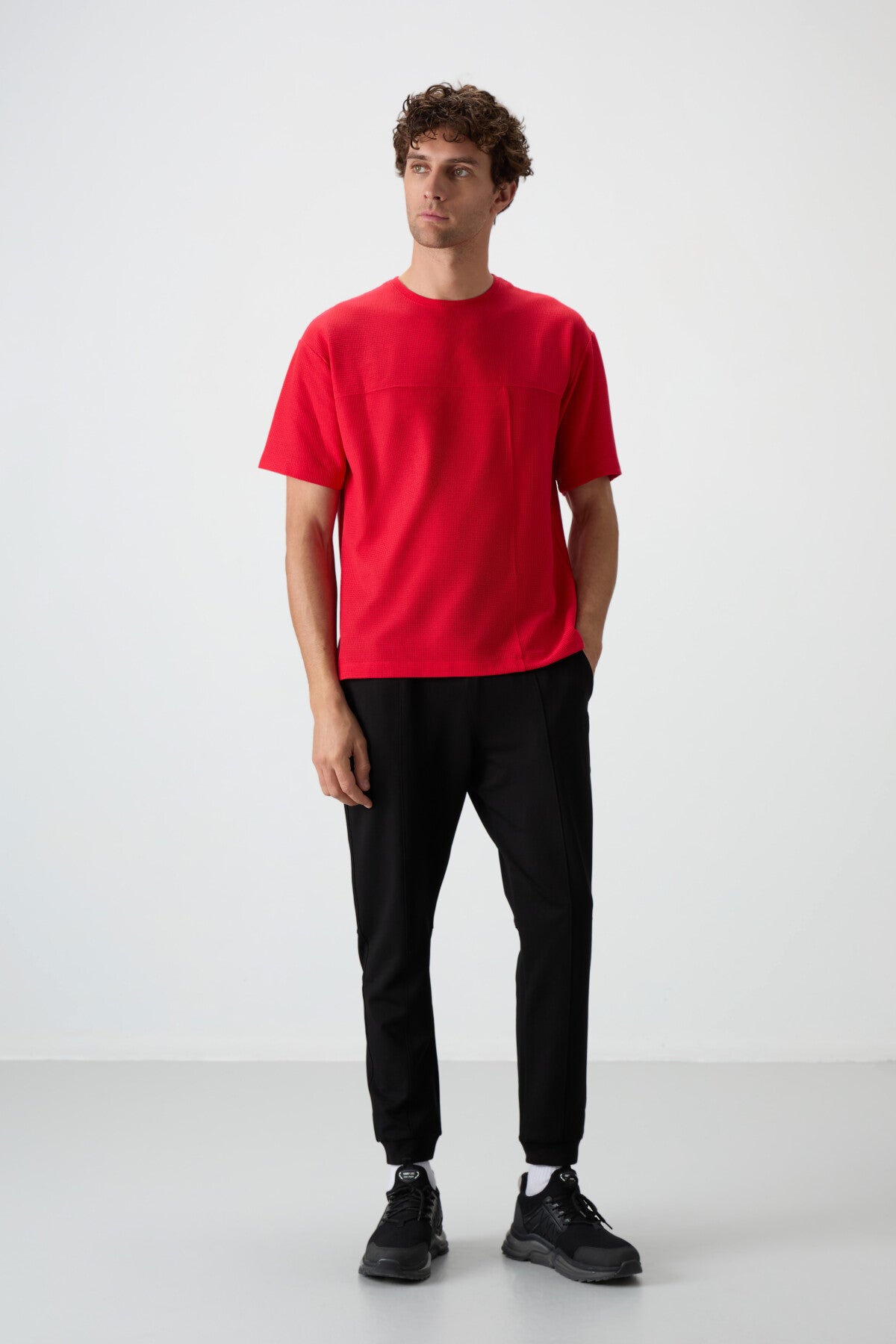 Black Cotton Soft Textured Comfort Fit Embroidered Men's Jogger - 82123