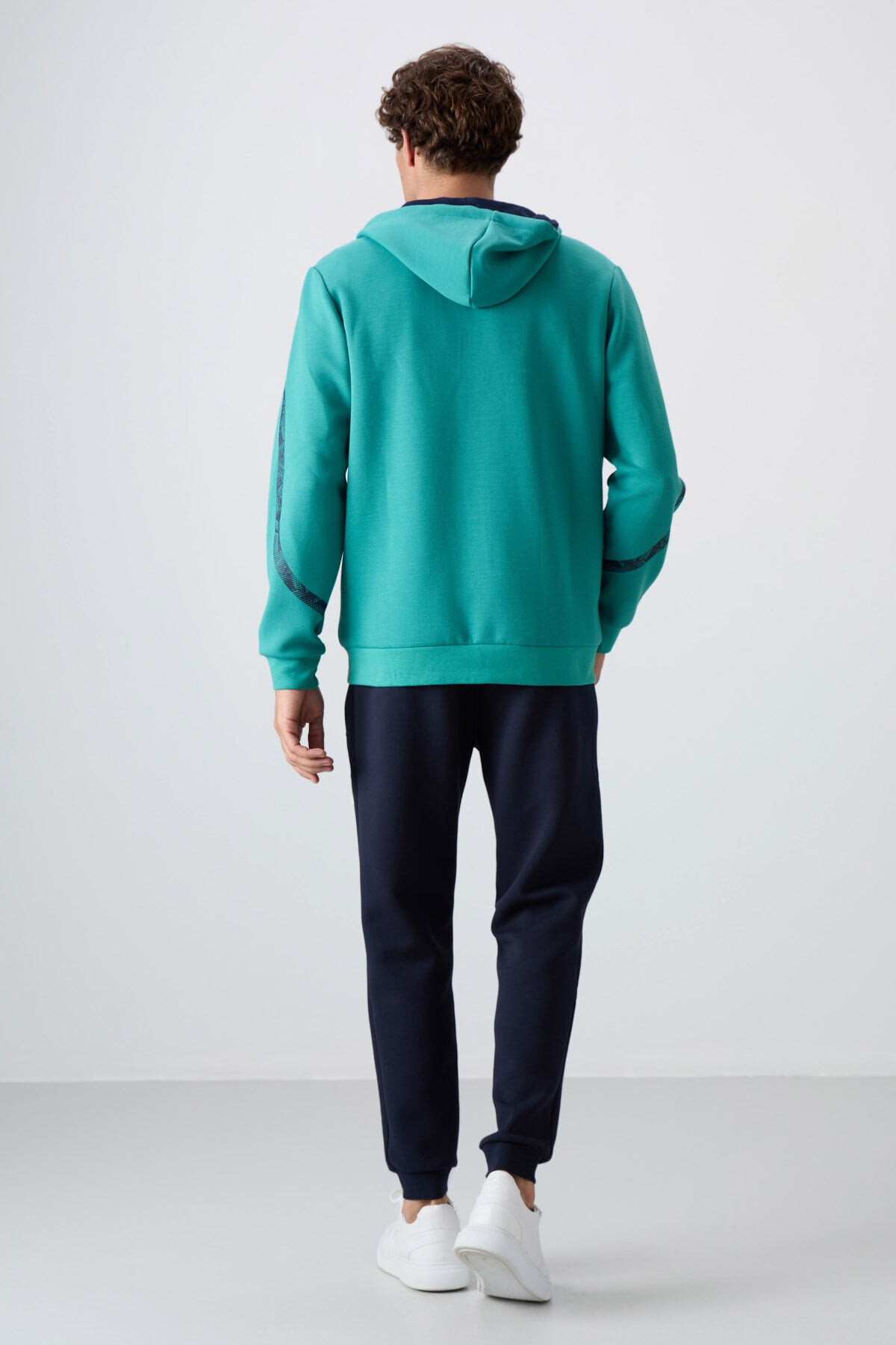 Tracksuit with a sea-green, indigo cotton fabric