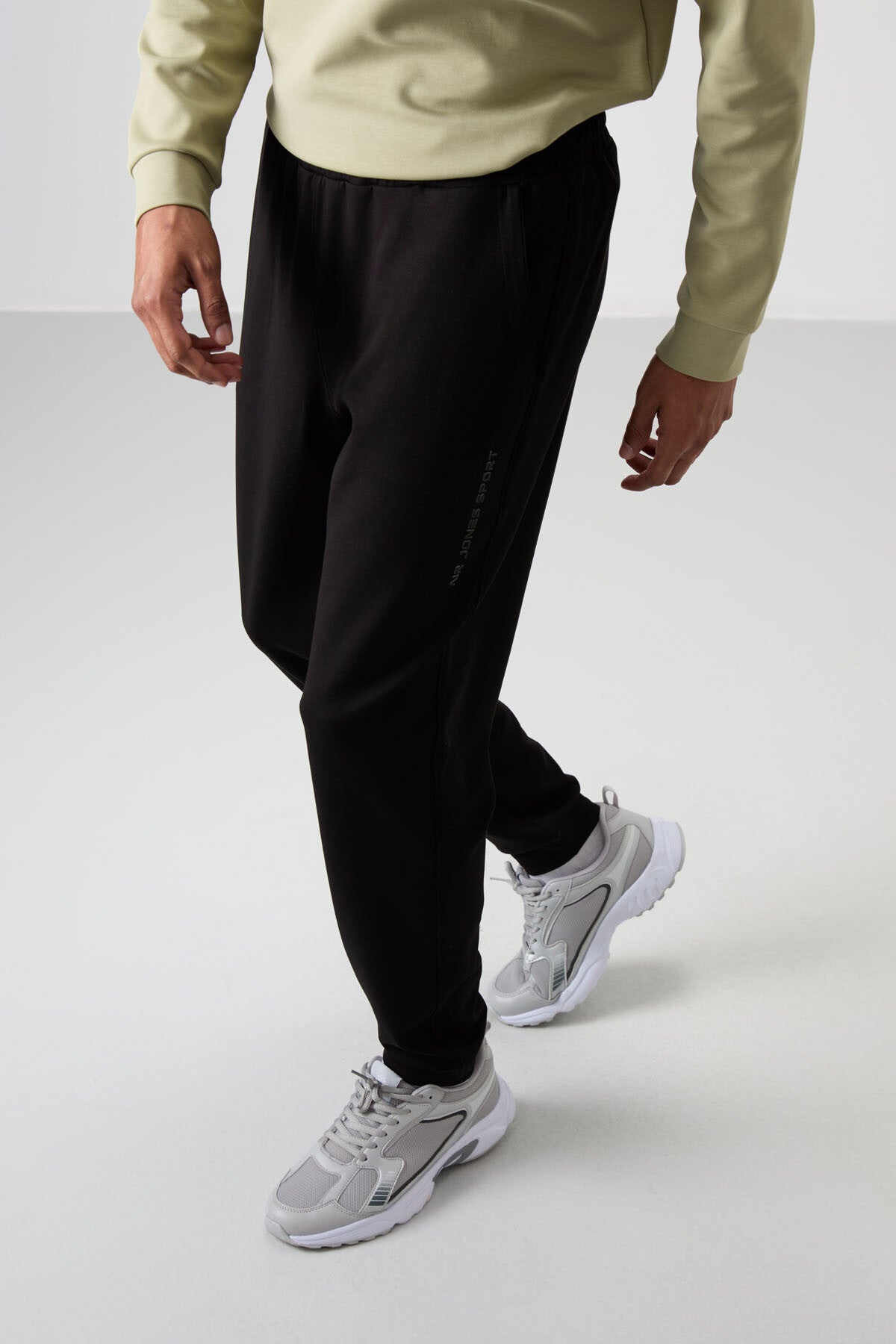 Khaki - Black Cotton Thick Soft Textured Comfort Fit Printed Men's Tracksuit Set - 85253