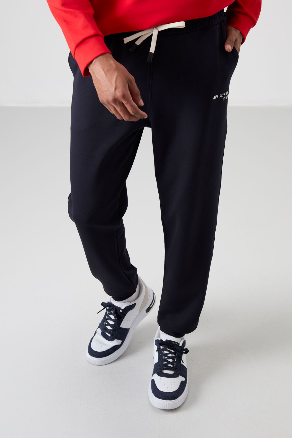 Fiesta - Navy Blue Cotton Thick Soft Textured Comfort Fit Embroidered Men's Tracksuit Set - 85254