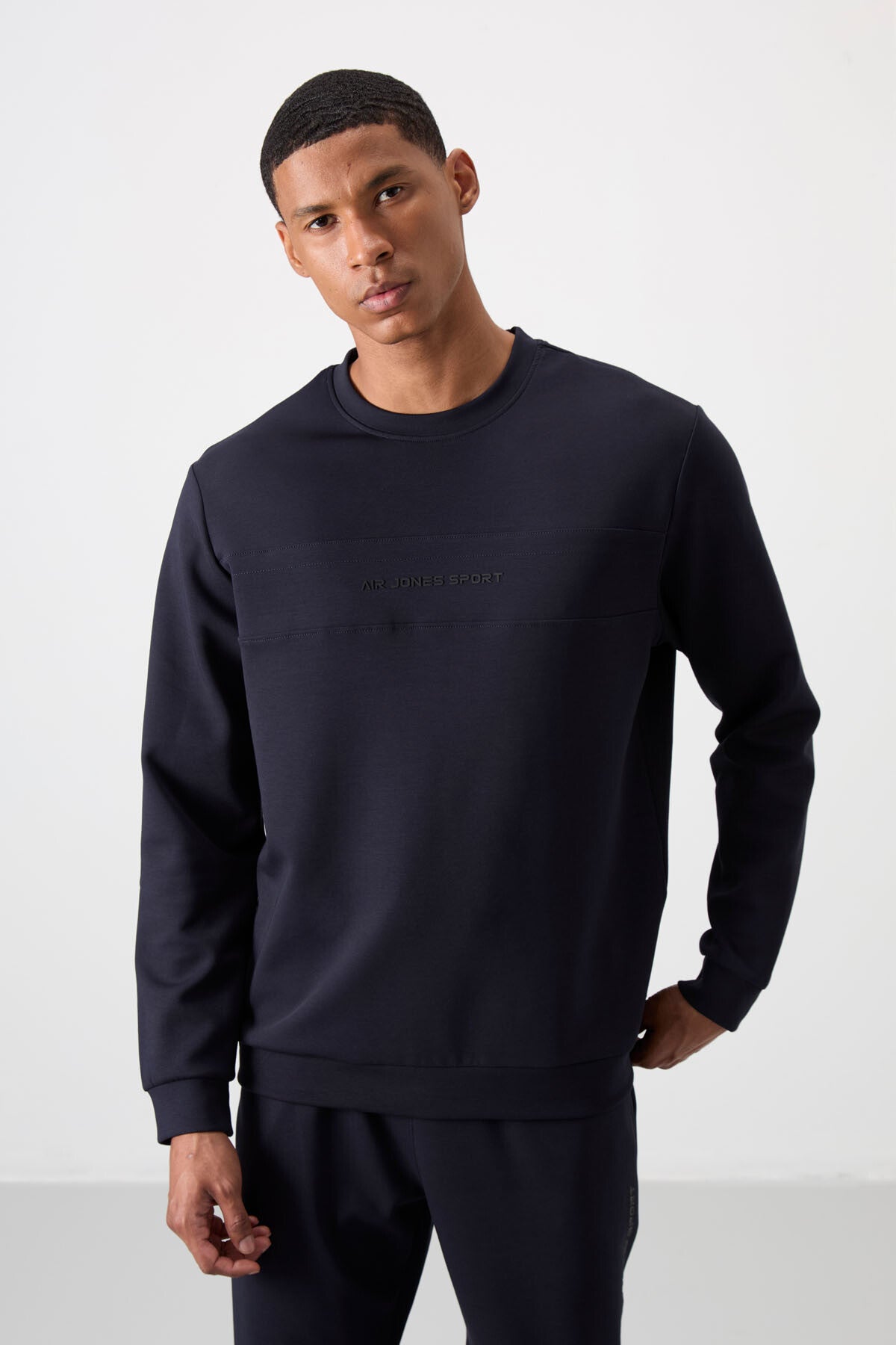 Navy Blue Cotton Thick Soft Textured Comfort Fit Printed Men's Tracksuit Set - 85253