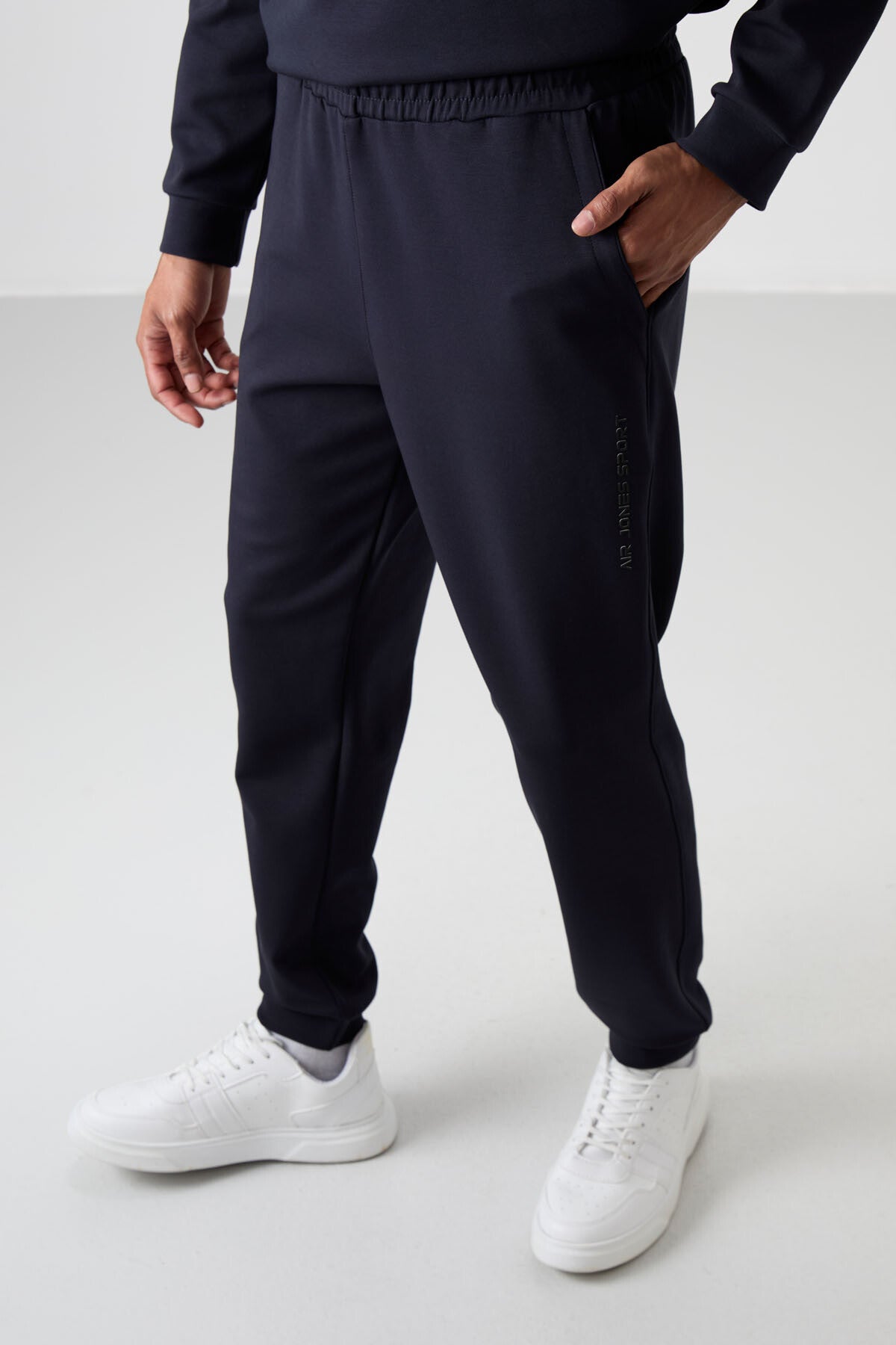 Navy Blue Cotton Thick Soft Textured Comfort Fit Printed Men's Tracksuit Set - 85253
