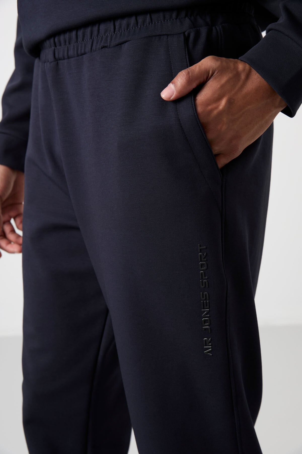 Navy Blue Cotton Thick Soft Textured Comfort Fit Printed Men's Tracksuit Set - 85253