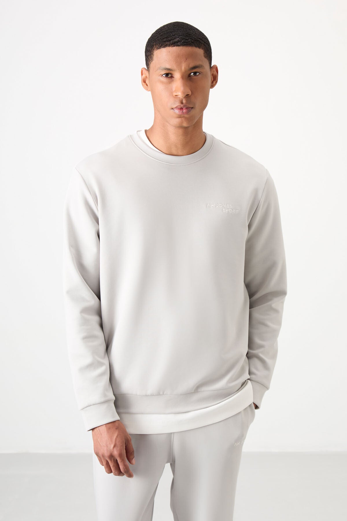 Stone Cotton Thick Soft Textured Comfort Fit Embroidered Men's Tracksuit Set - 85254