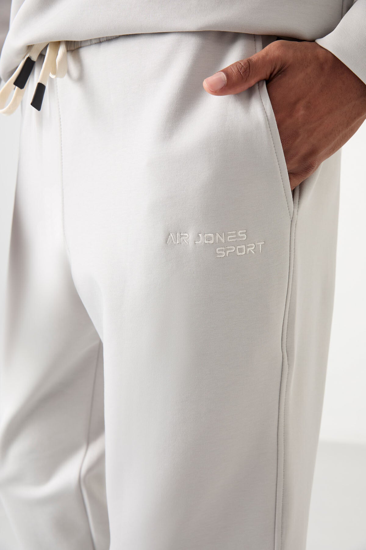 Stone Cotton Thick Soft Textured Comfort Fit Embroidered Men's Tracksuit Set - 85254