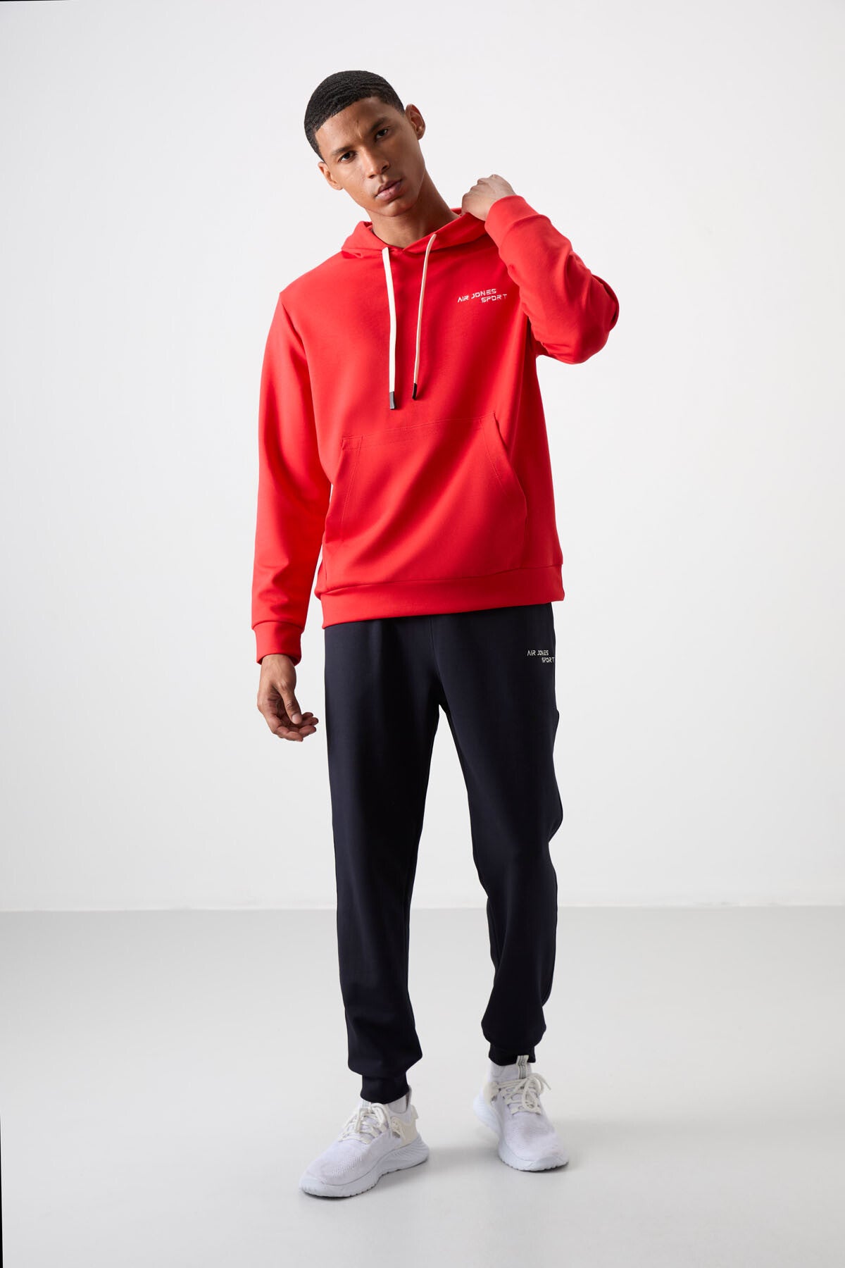Fiesta - Navy Blue Cotton Thick Soft Textured Comfort Fit Embroidered Men's Tracksuit Set - 85255