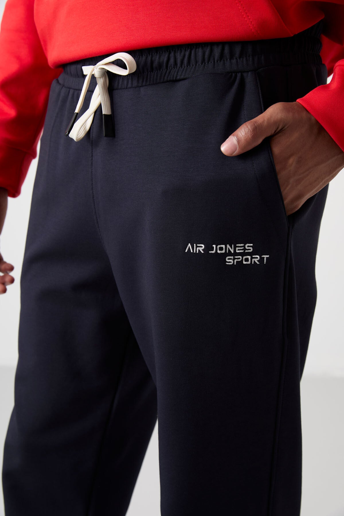 Fiesta - Navy Blue Cotton Thick Soft Textured Comfort Fit Embroidered Men's Tracksuit Set - 85255