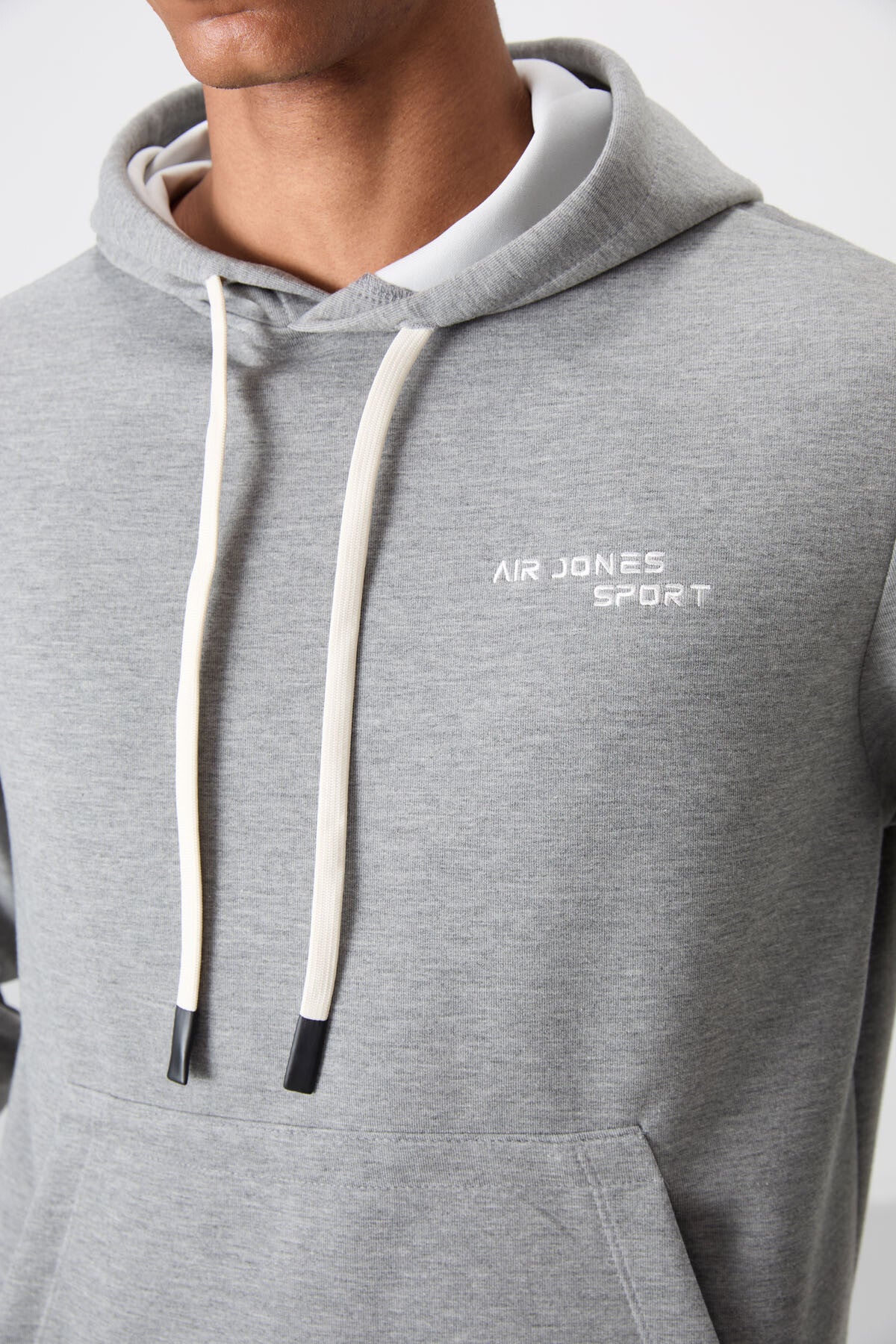 Grey Melange Cotton Thick Soft Textured Comfort Fit Embroidered Men's Tracksuit Set - 85255