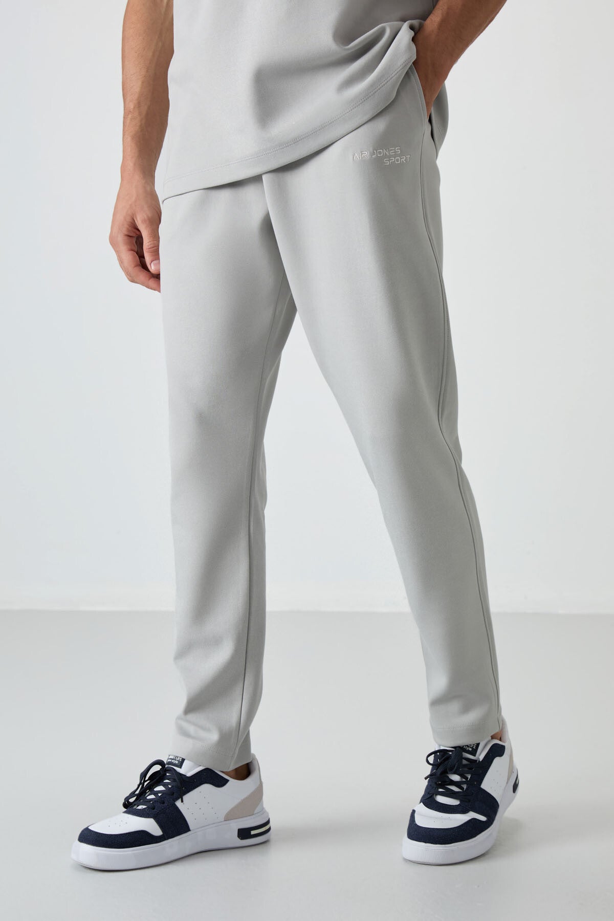 Stone Cotton Thick Soft Textured Oversize Fit Embroidered Men's Tracksuit Set - 85252