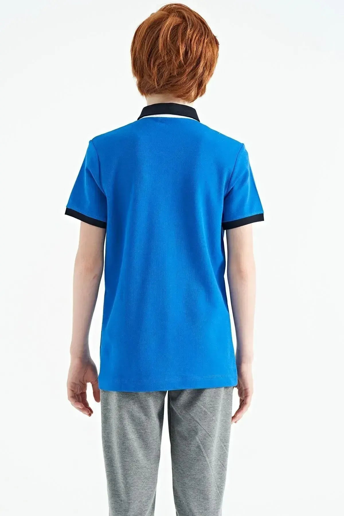 Printed Pocket Detailed Standard Fit Polo Collar Boys T-Shirt - 11144