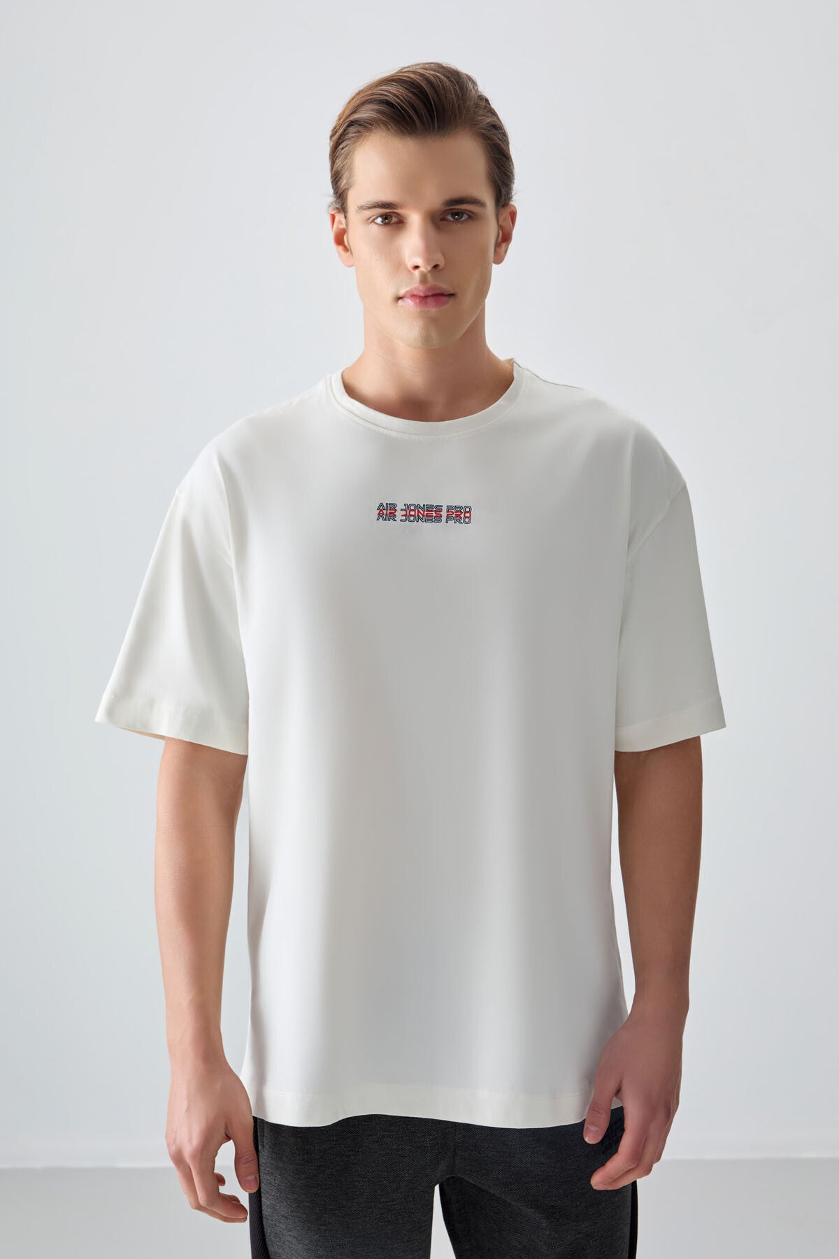 Ecru 100% Cotton Thick Soft Textured Oversize Fit Printed Men's T-Shirt - 88354