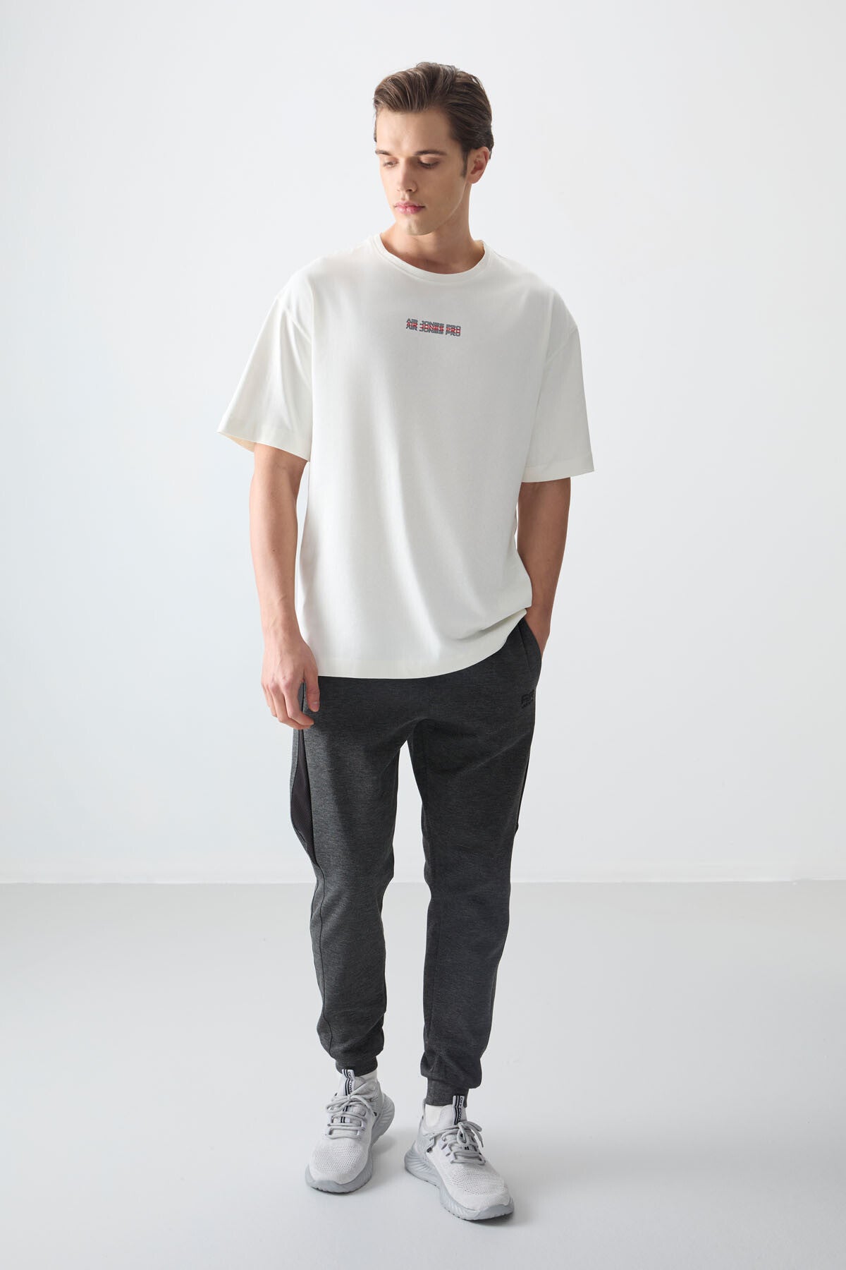 Ecru 100% Cotton Thick Soft Textured Oversize Fit Printed Men's T-Shirt - 88354