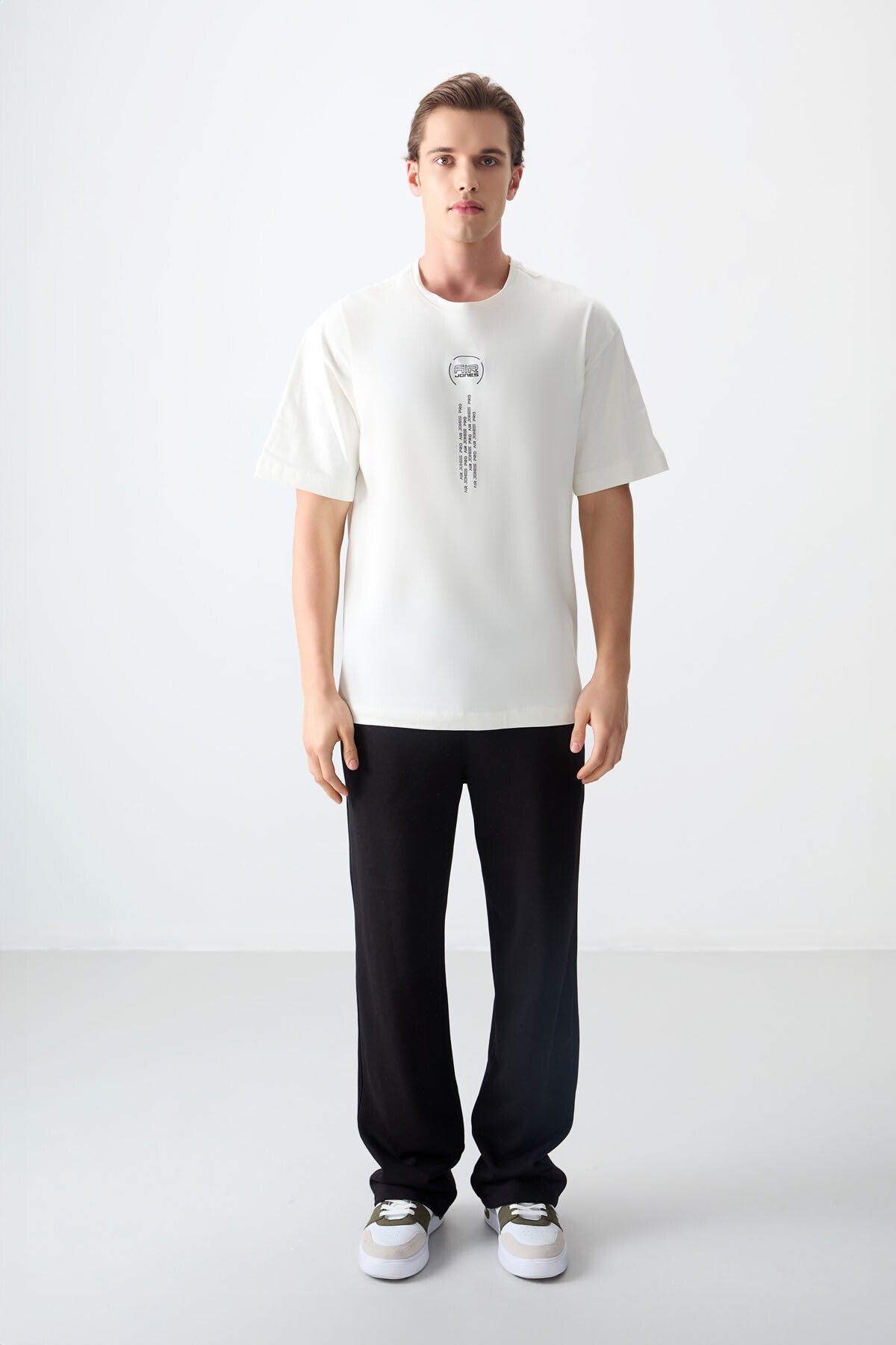 Ecru 100% Cotton Thick Soft Textured Oversize Fit Printed Men's T-Shirt - 88355