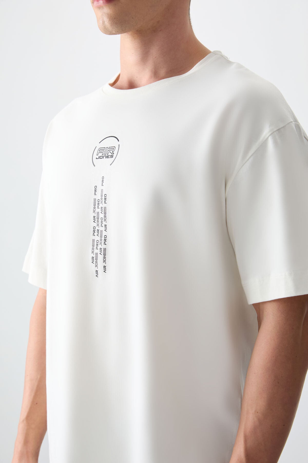 Ecru 100% Cotton Thick Soft Textured Oversize Fit Printed Men's T-Shirt - 88355