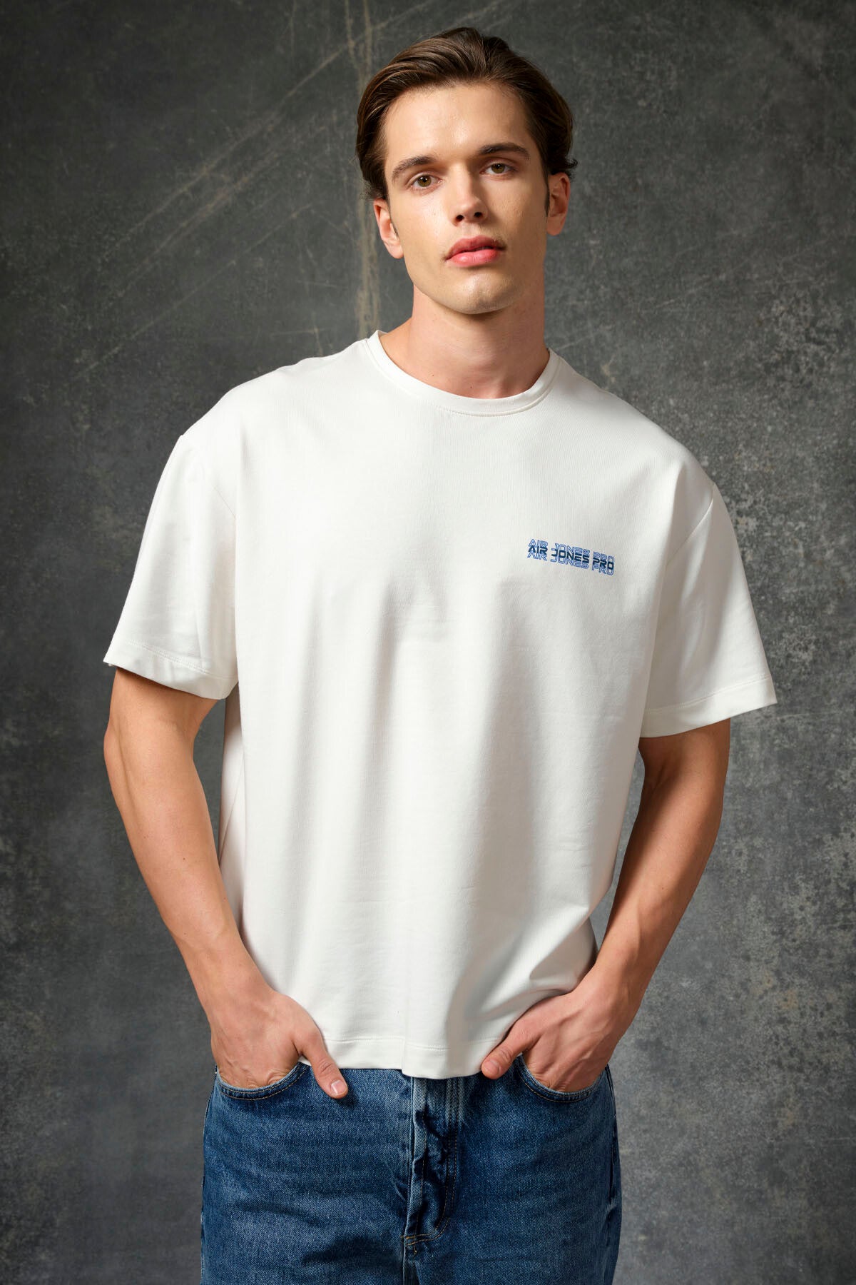 Ecru Cotton Thick Soft Textured Oversize Fit Printed Men's T-Shirt - 88375