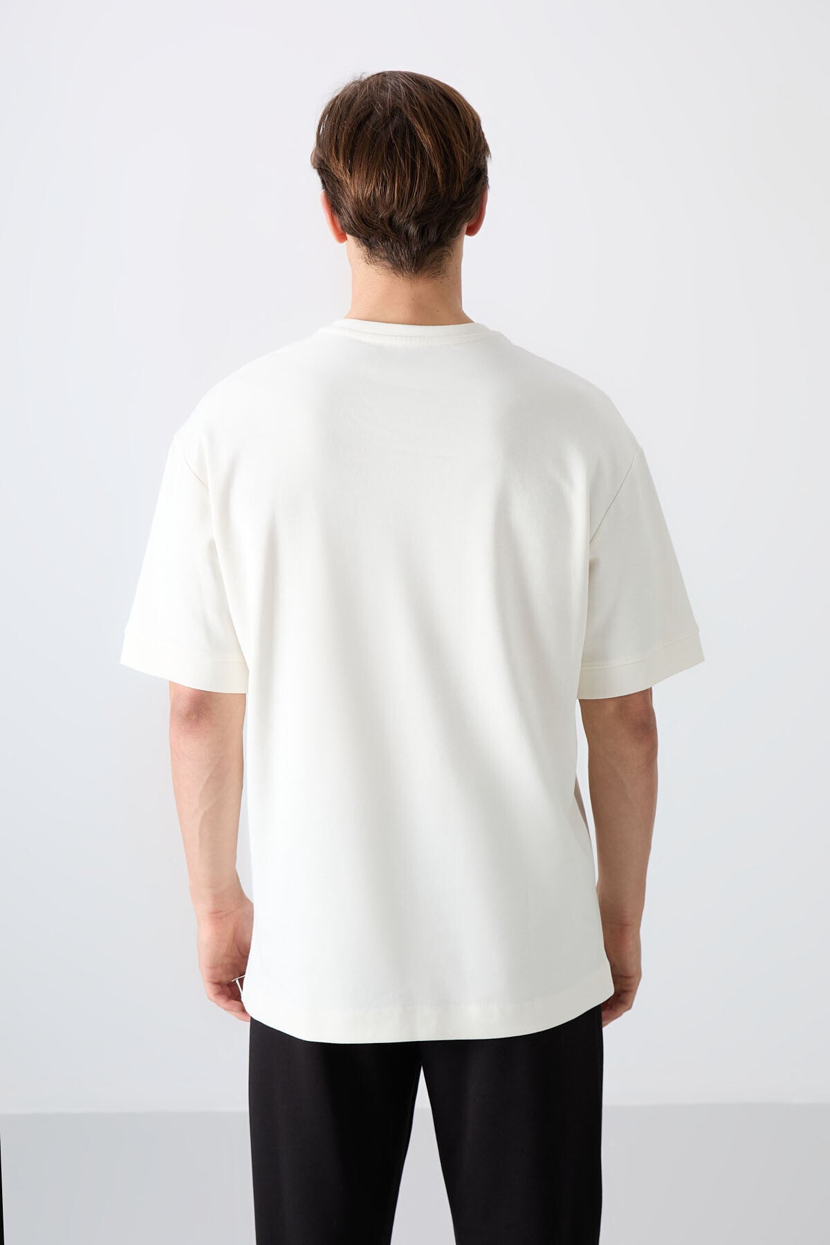 Ecru Cotton Thick Soft Textured Oversize Fit Printed Men's T-Shirt - 88322