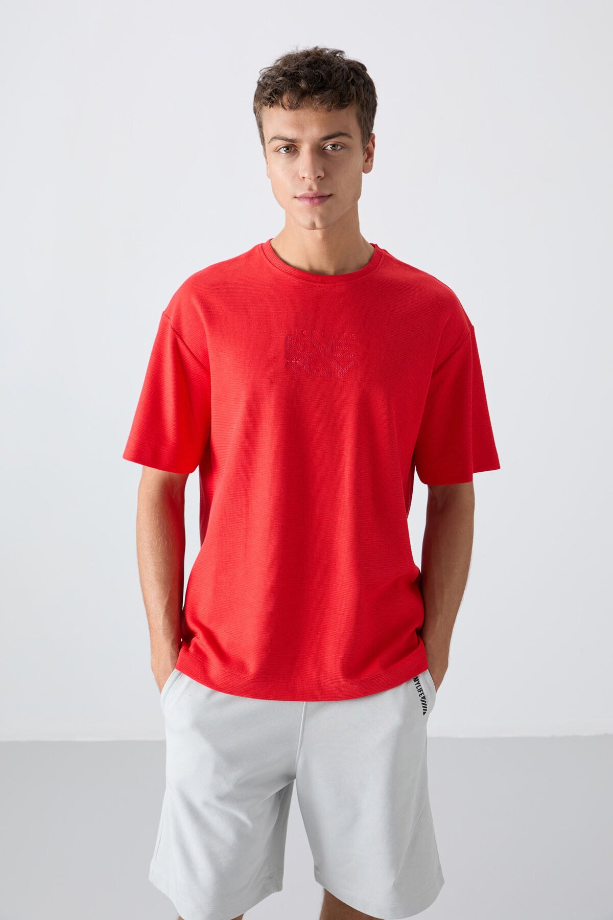 Fiesta Cotton Thick Textured Surface Oversize Fit Printed Men's T-Shirt - 88336