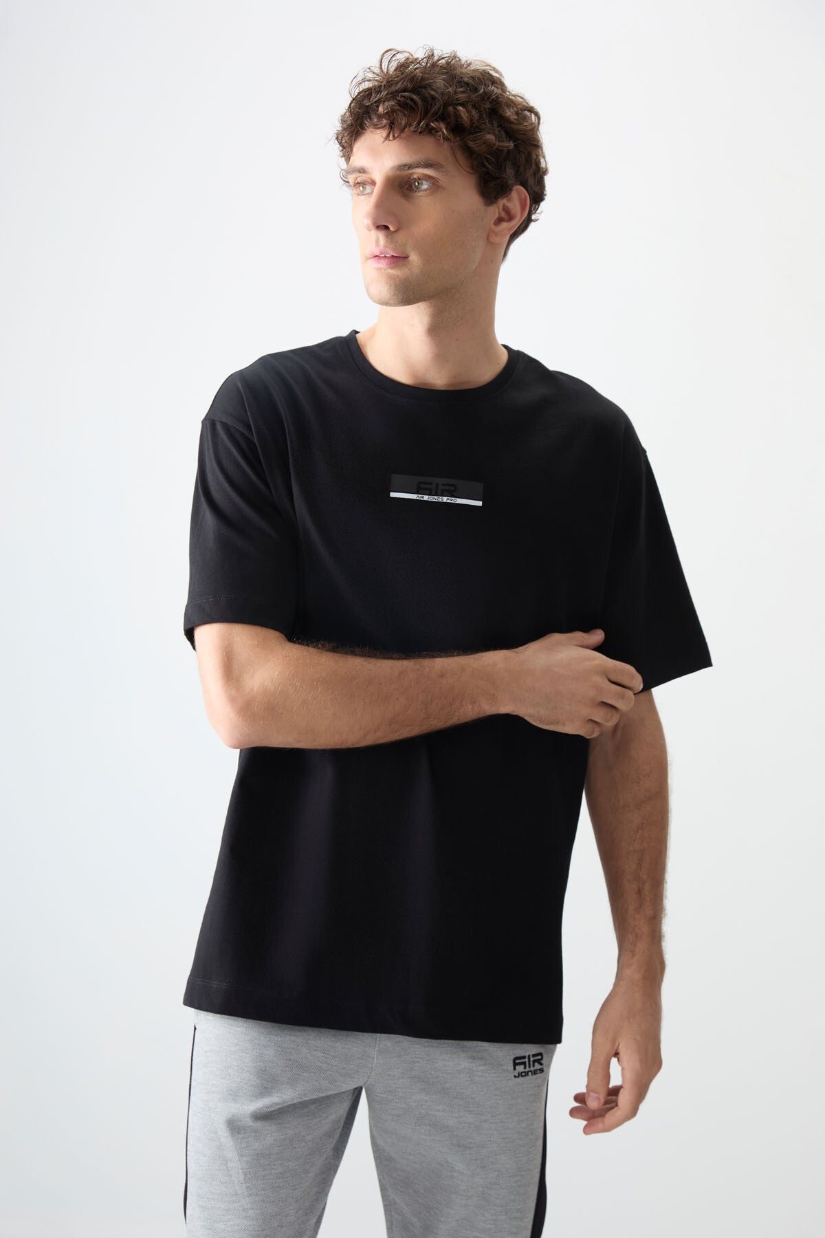 Black 100% Cotton Thick Soft Textured Oversize Fit Printed Men's T-Shirt - 88359