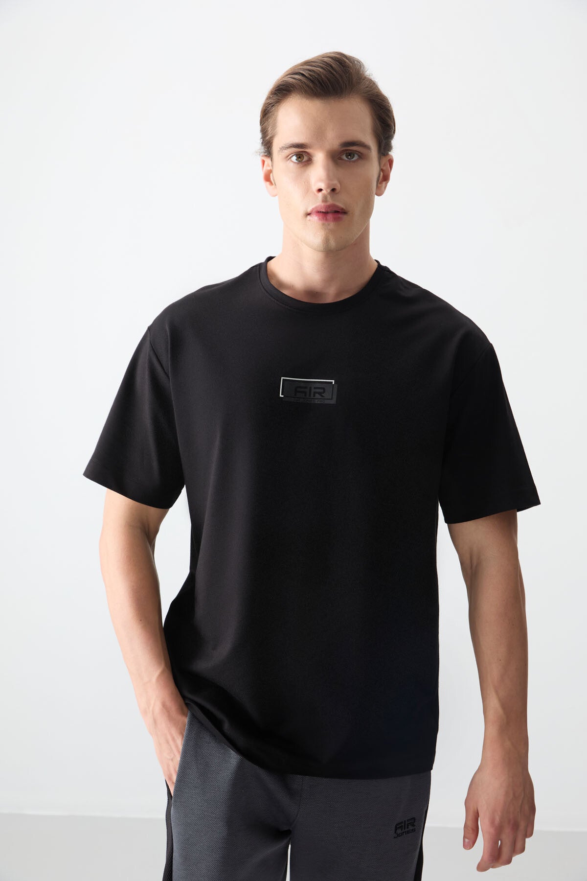 Black Cotton Thick Soft Textured Oversize Fit Printed Men's T-Shirt - 88376