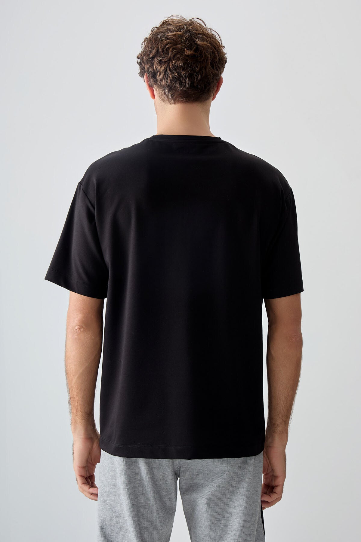 Black Cotton Thick Soft Textured Oversize Fit Printed Men's T-Shirt - 88373