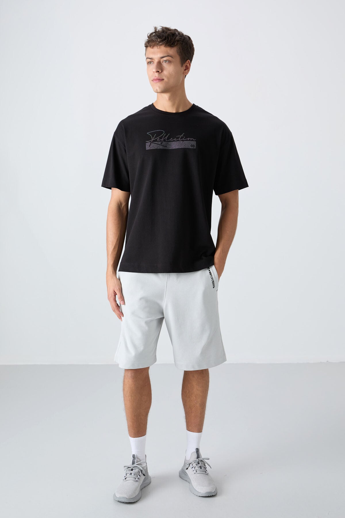 Black Cotton Thick Soft Textured Oversize Fit Printed Men's T-Shirt - 88334