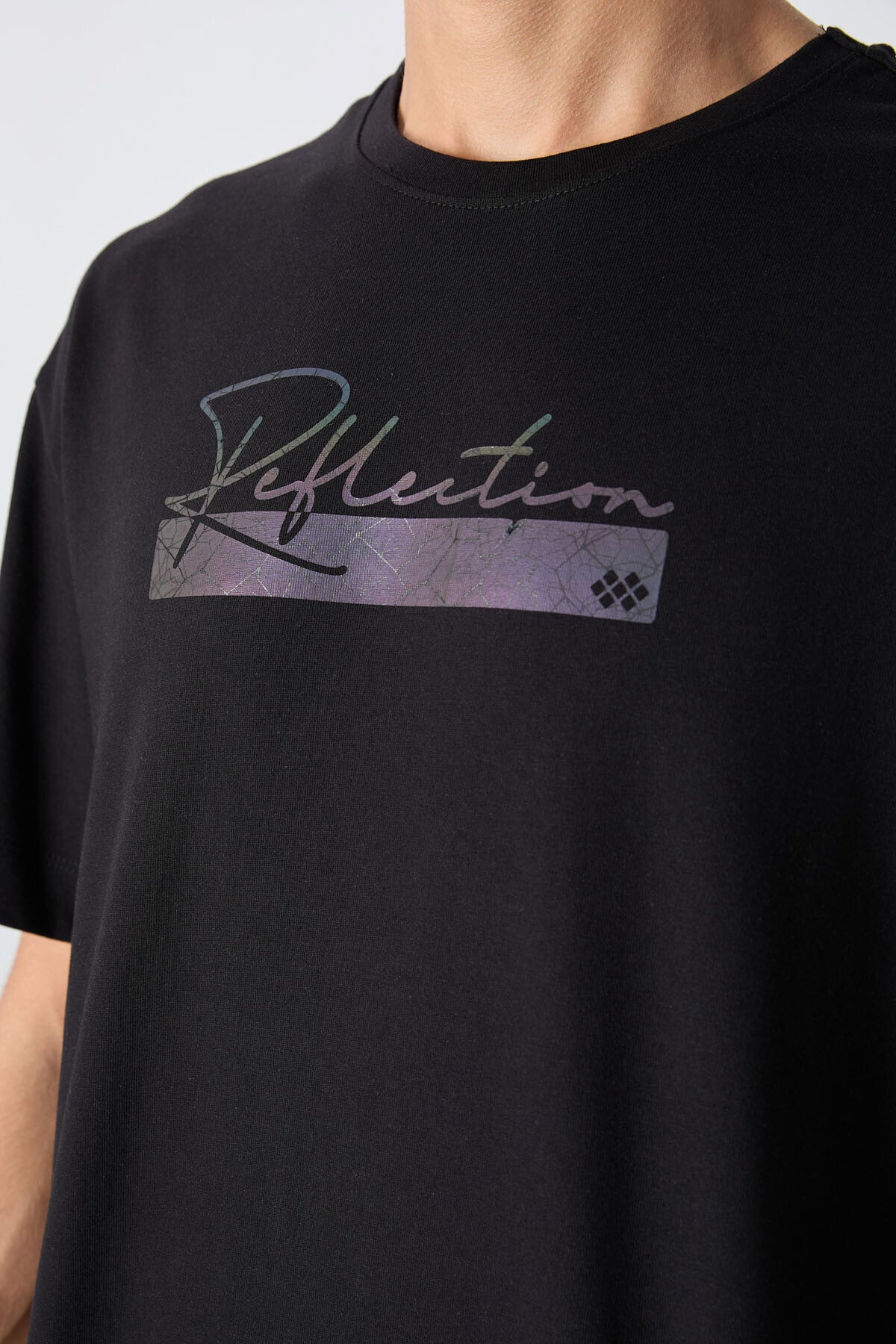 Black Cotton Thick Soft Textured Oversize Fit Printed Men's T-Shirt - 88334