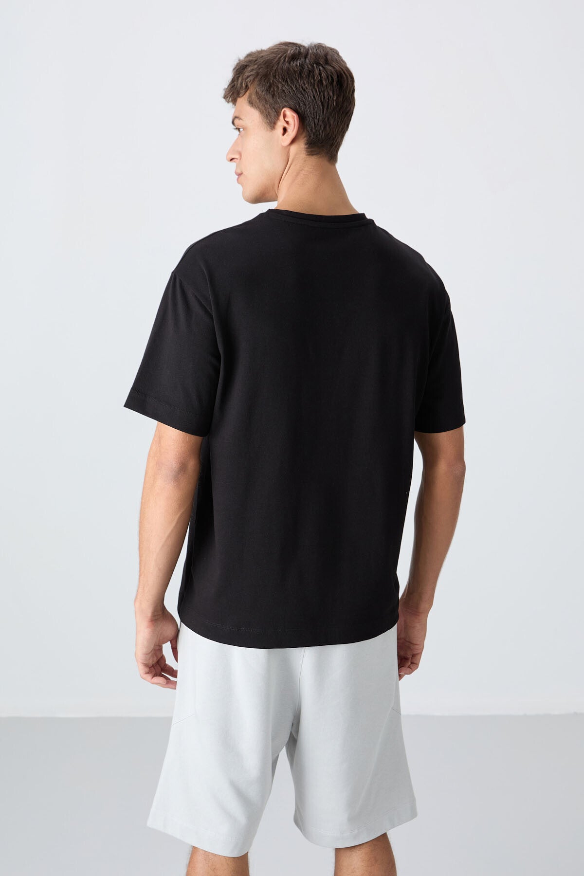Black Cotton Thick Soft Textured Oversize Fit Printed Men's T-Shirt - 88334