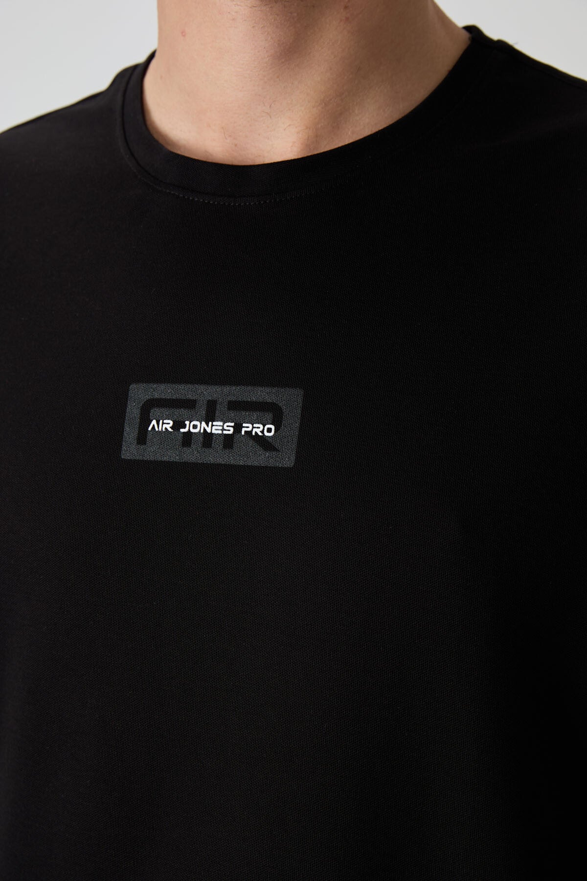 Black Cotton Thick Textured Surface Oversize Fit Printed Men's T-Shirt - 88367