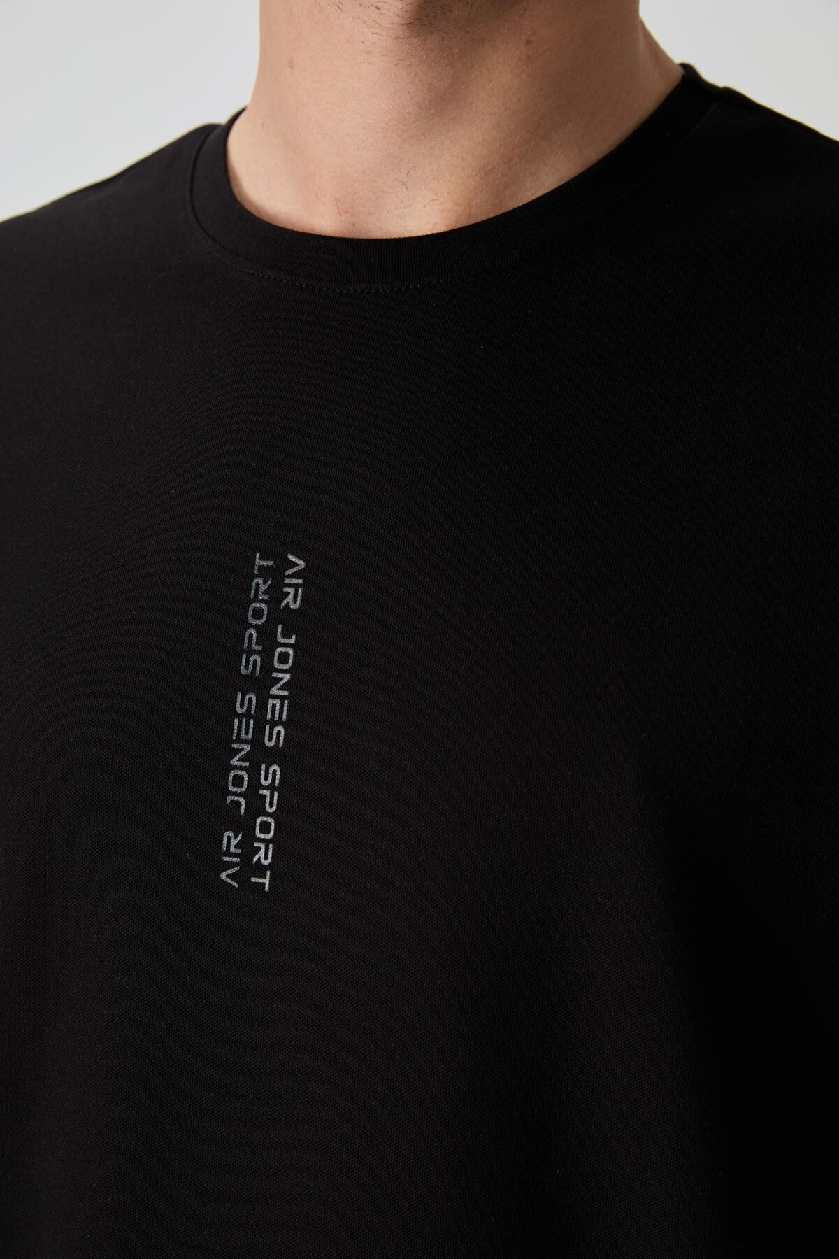 Black Cotton Thick Textured Surface Oversize Fit Printed Men's T-Shirt - 88368